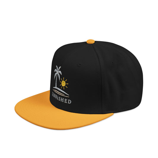 Crashed Palm Tree Snapback Hat — Embroidered Beach Sun Cap - Creations by Chris and Carlos