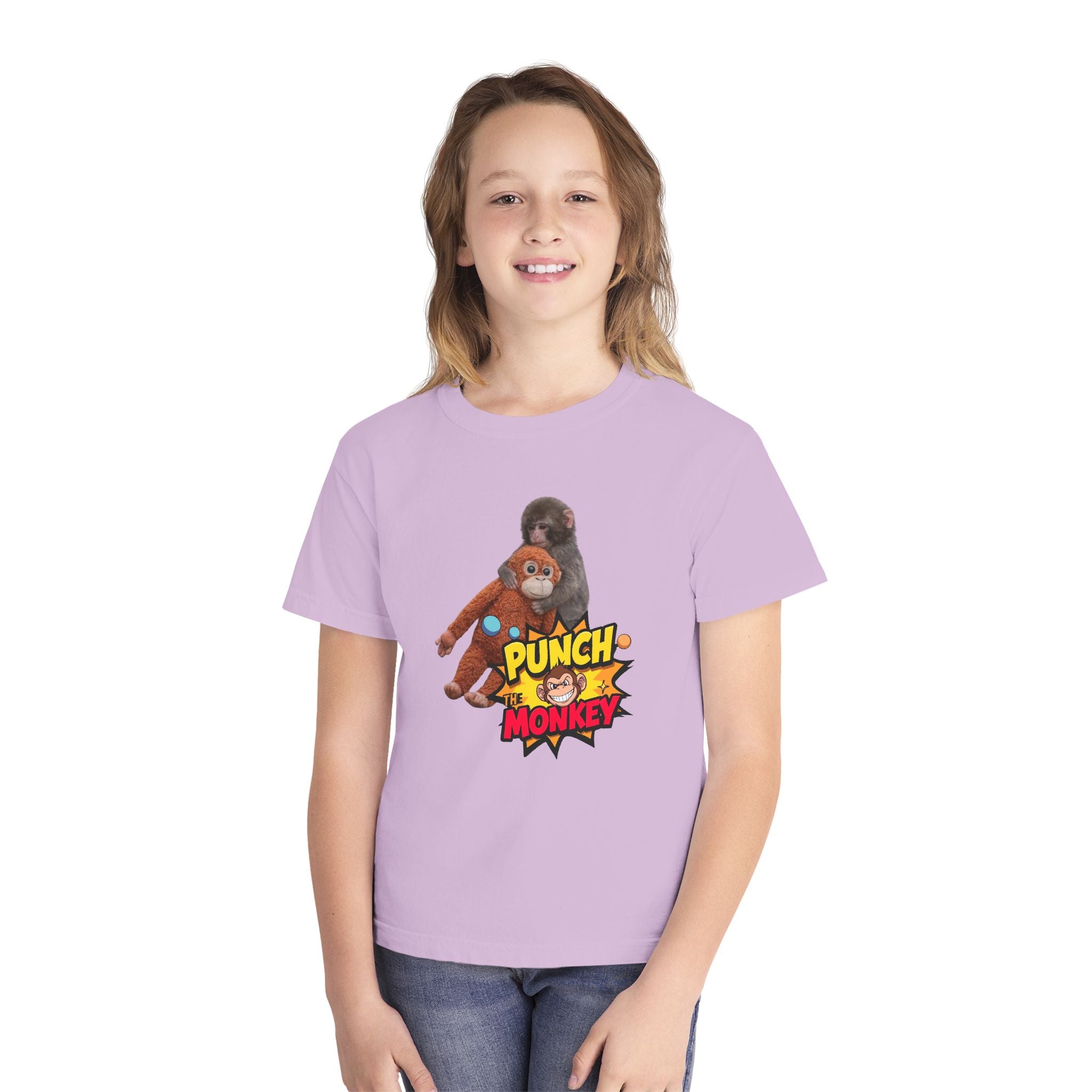 Punch Monkey Youth T‑Shirt — Cute Cartoon Monkey Graphic Tee for Kids - Creations by Chris and Carlos