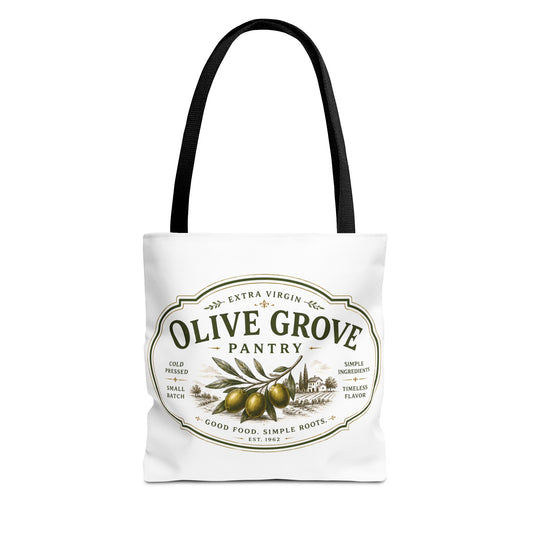 Olive Grove Pantry Tote Bag — Vintage Olive Oil Market Grocery Tote - Creations by Chris and Carlos