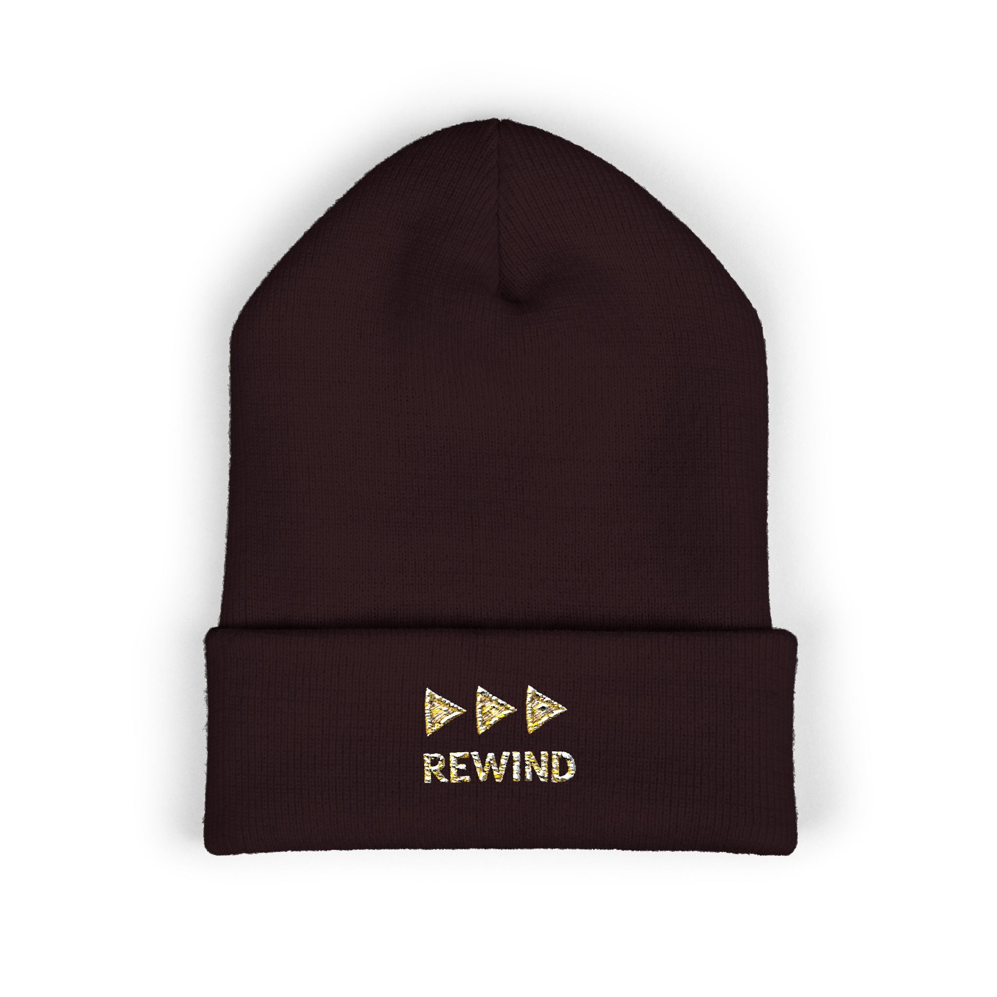 Embroidered Gold Star 'RE Wind' Cuffed Beanie - Creations by Chris and Carlos