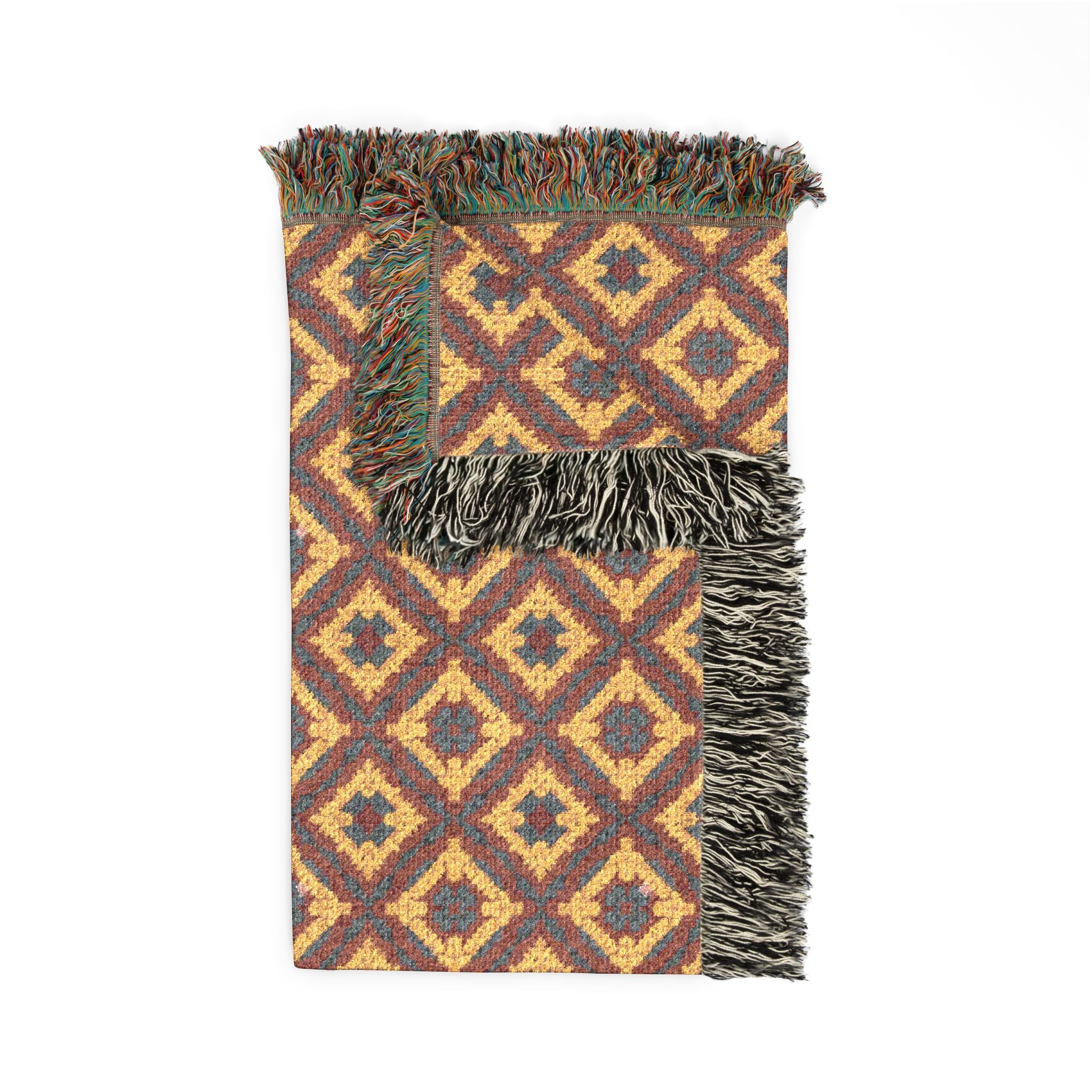 Plumstead Manor Blanket — Vintage Diamond Pattern Throw (Boho Geometric, Cozy Home Accent) - Creations by Chris and Carlos