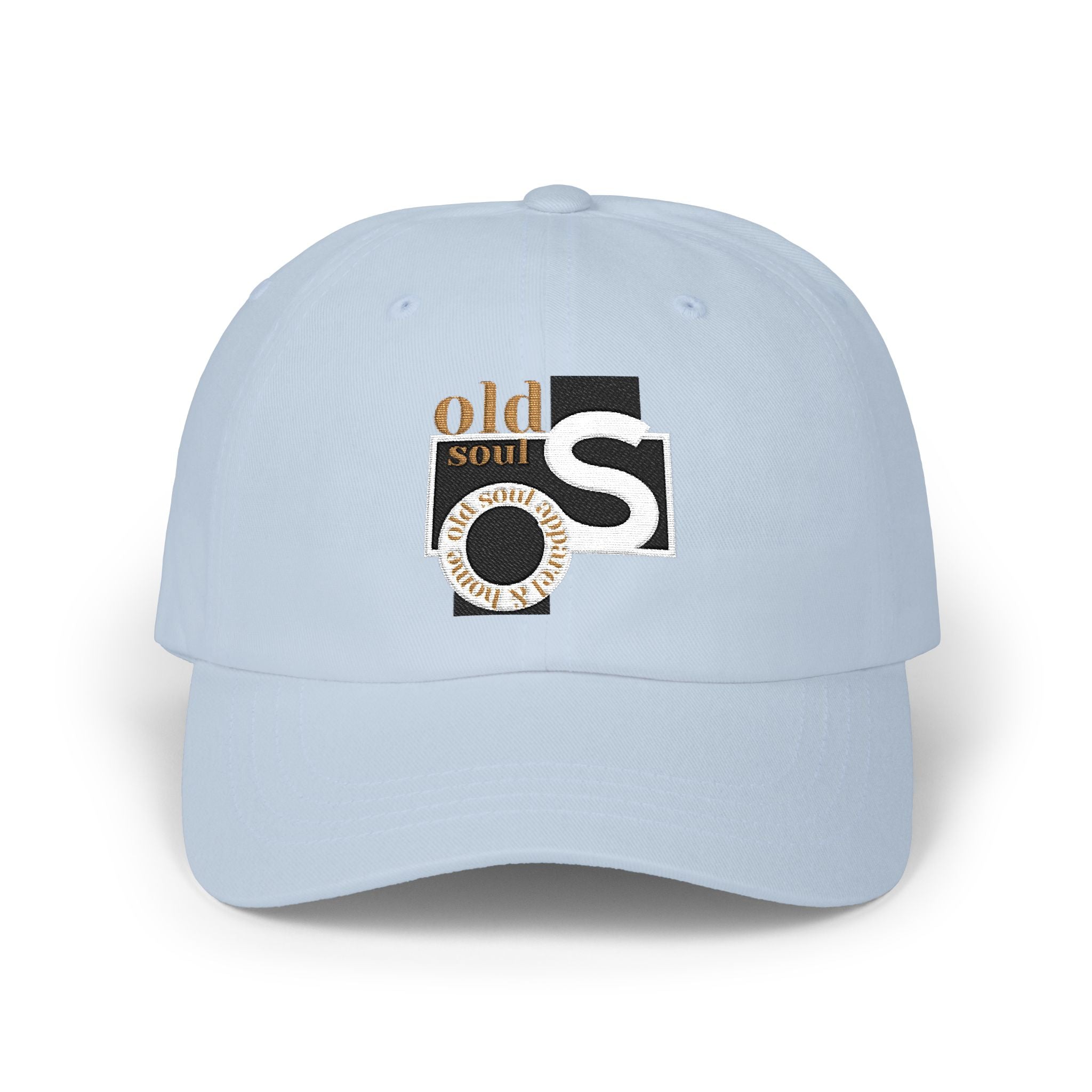 Classic Dad Cap – 'Old Soul' Retro Block Logo Embroidered Baseball Hat - Creations by Chris and Carlos