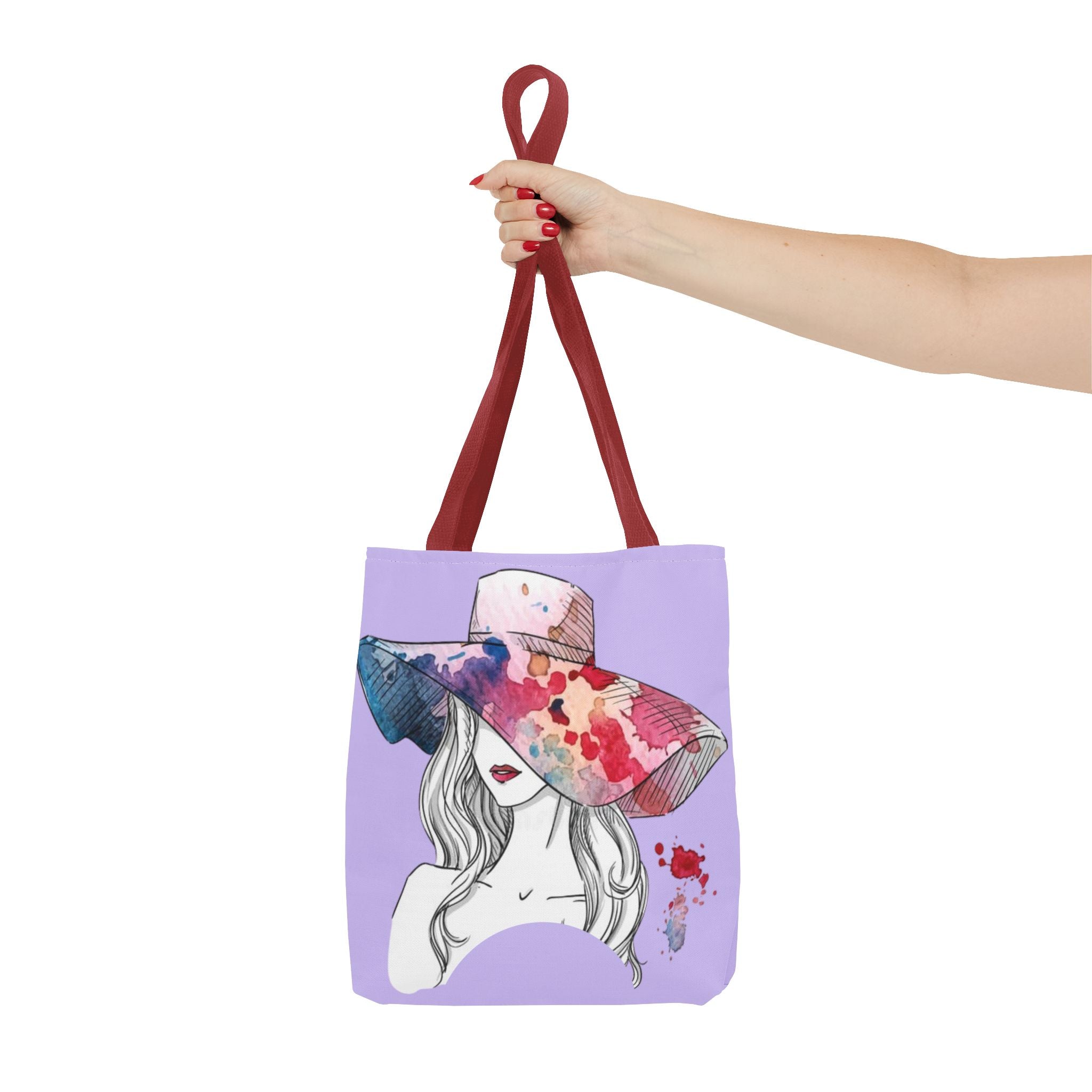 Floral Watercolor Sunhat Tote Bag — Fashionable Illustrated Woman Beach Tote - Creations by Chris and Carlos