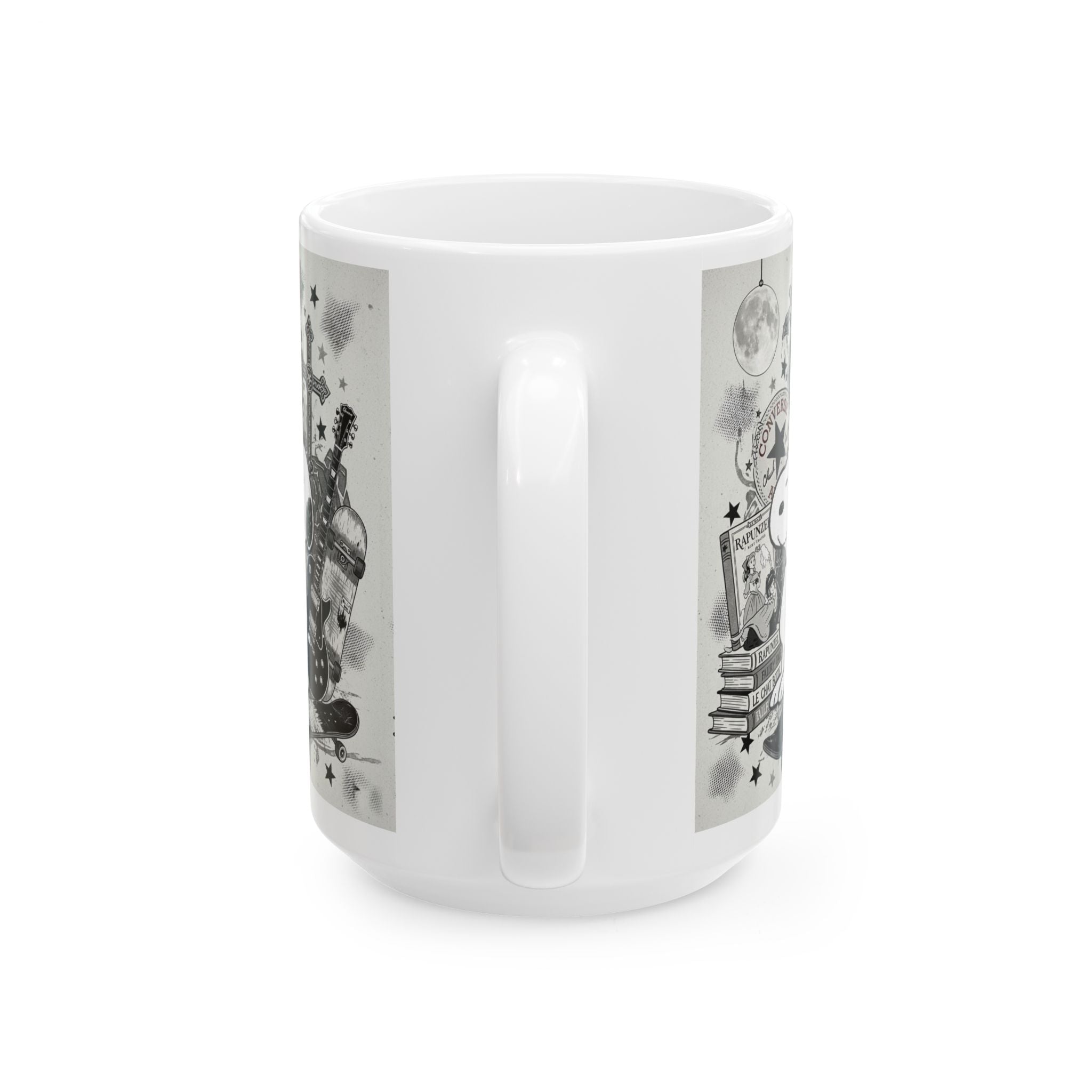 Snoopy Rocker Ceramic Mug – Vintage Skateboard & Guitar Coffee Cup (11oz/15oz) - Creations by Chris and Carlos