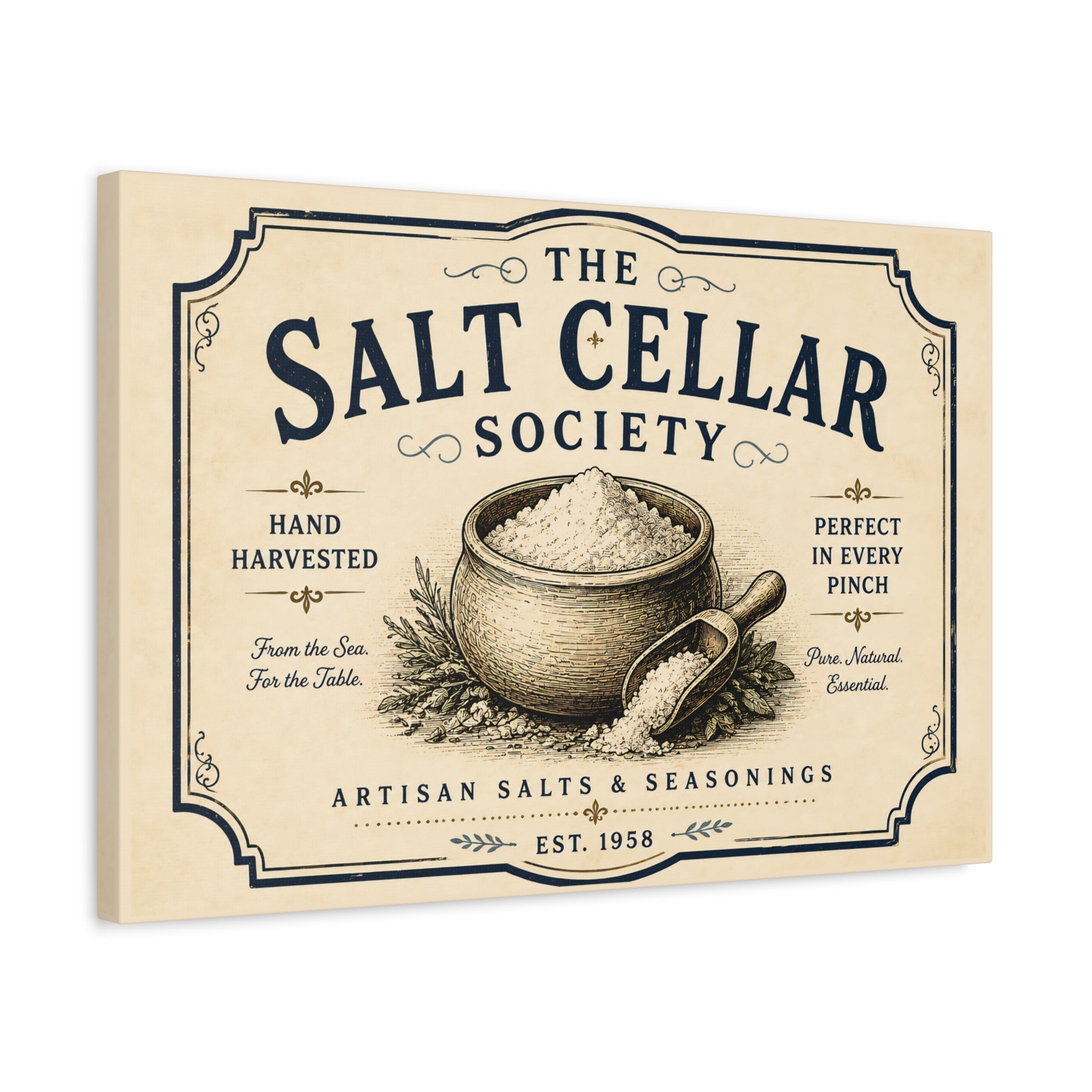 Salt Cellar Society Canvas Wall Art – Vintage Kitchen Spice Sign - Creations by Chris and Carlos