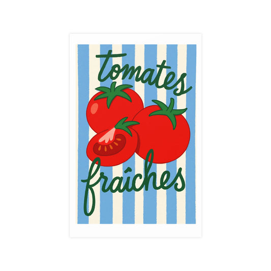 Tomates Fraîches Kitchen Poster — Vintage Stripe Tomato Art Print - Creations by Chris and Carlos