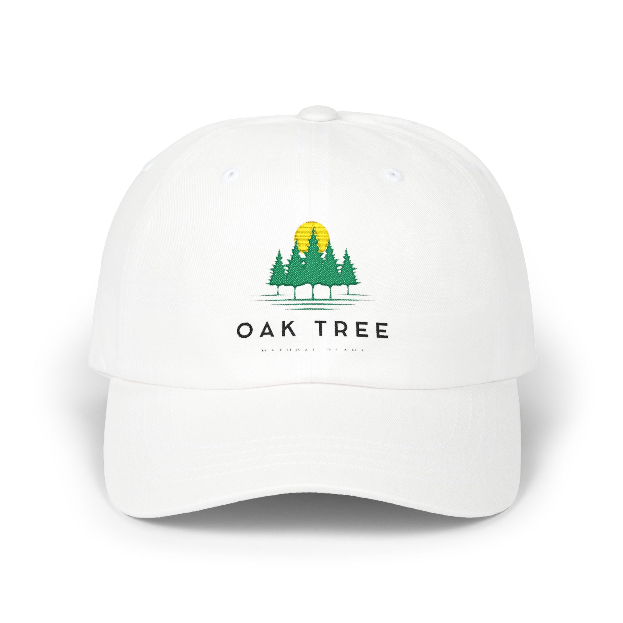 Oak Tree Dad Cap — Embroidered Forest Sunrise Baseball Hat - Creations by Chris and Carlos