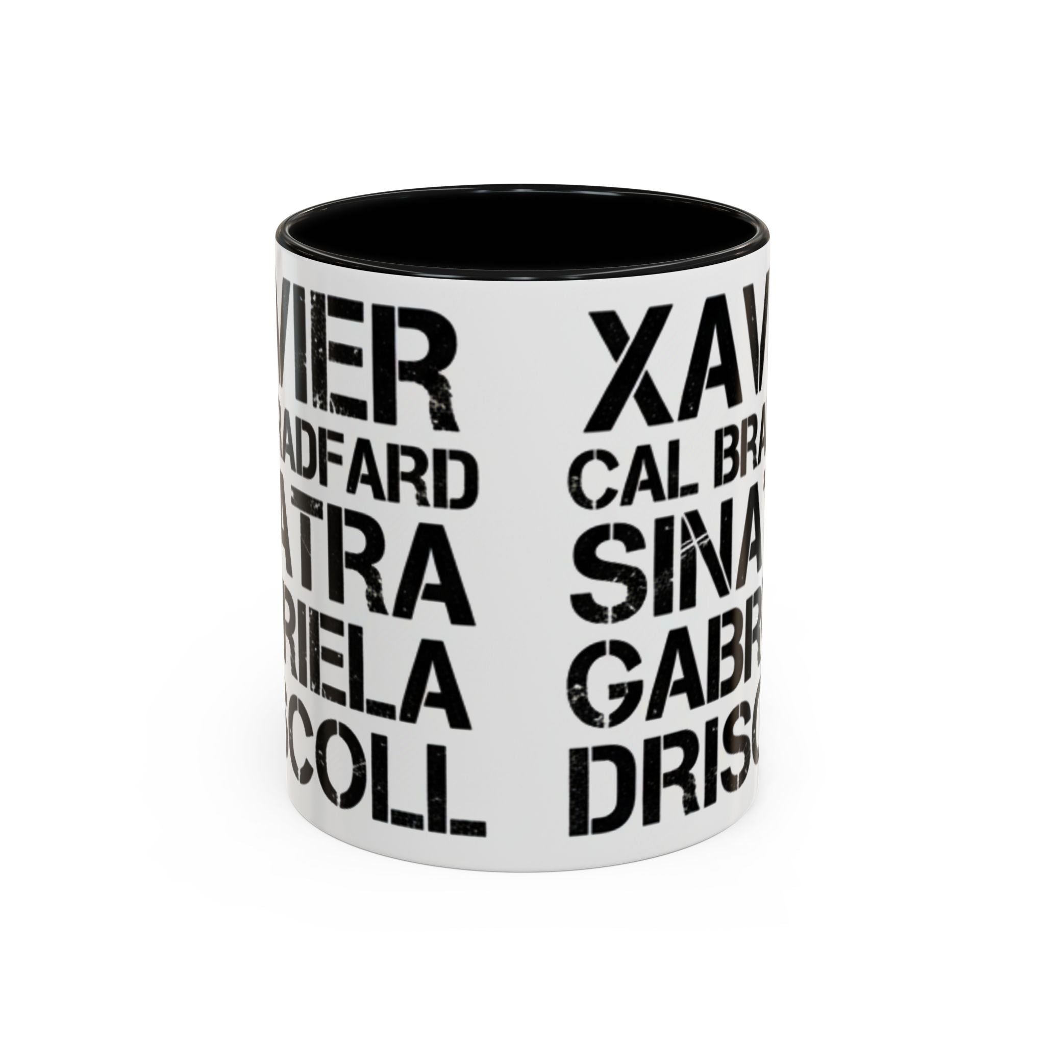 Paradise TV Show Typography Names Accent Coffee Mug — Bold Black Name List Design (11/15oz) - Creations by Chris and Carlos