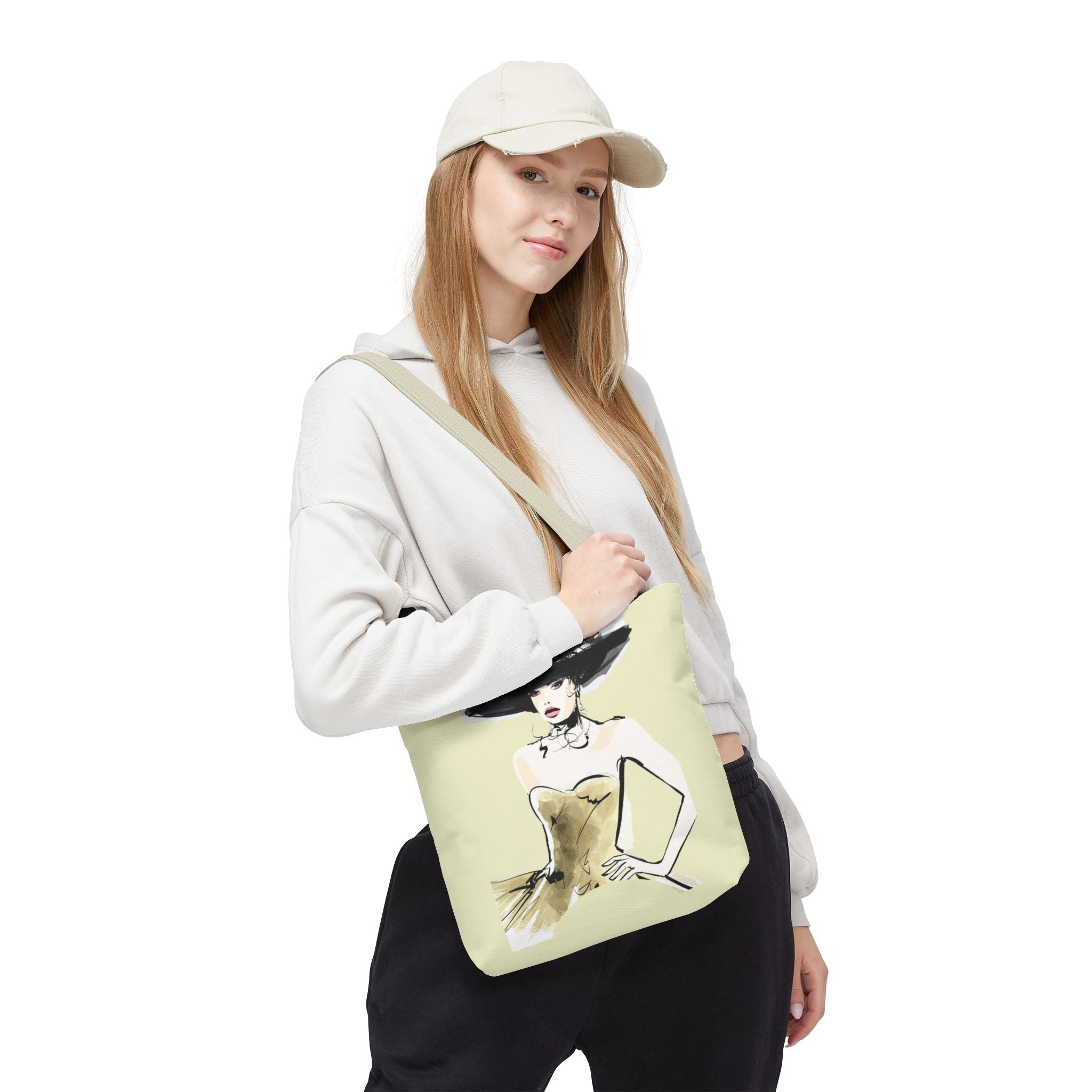 Fashion Illustration Tote Bag — Chic Woman in Hat Design - Creations by Chris and Carlos