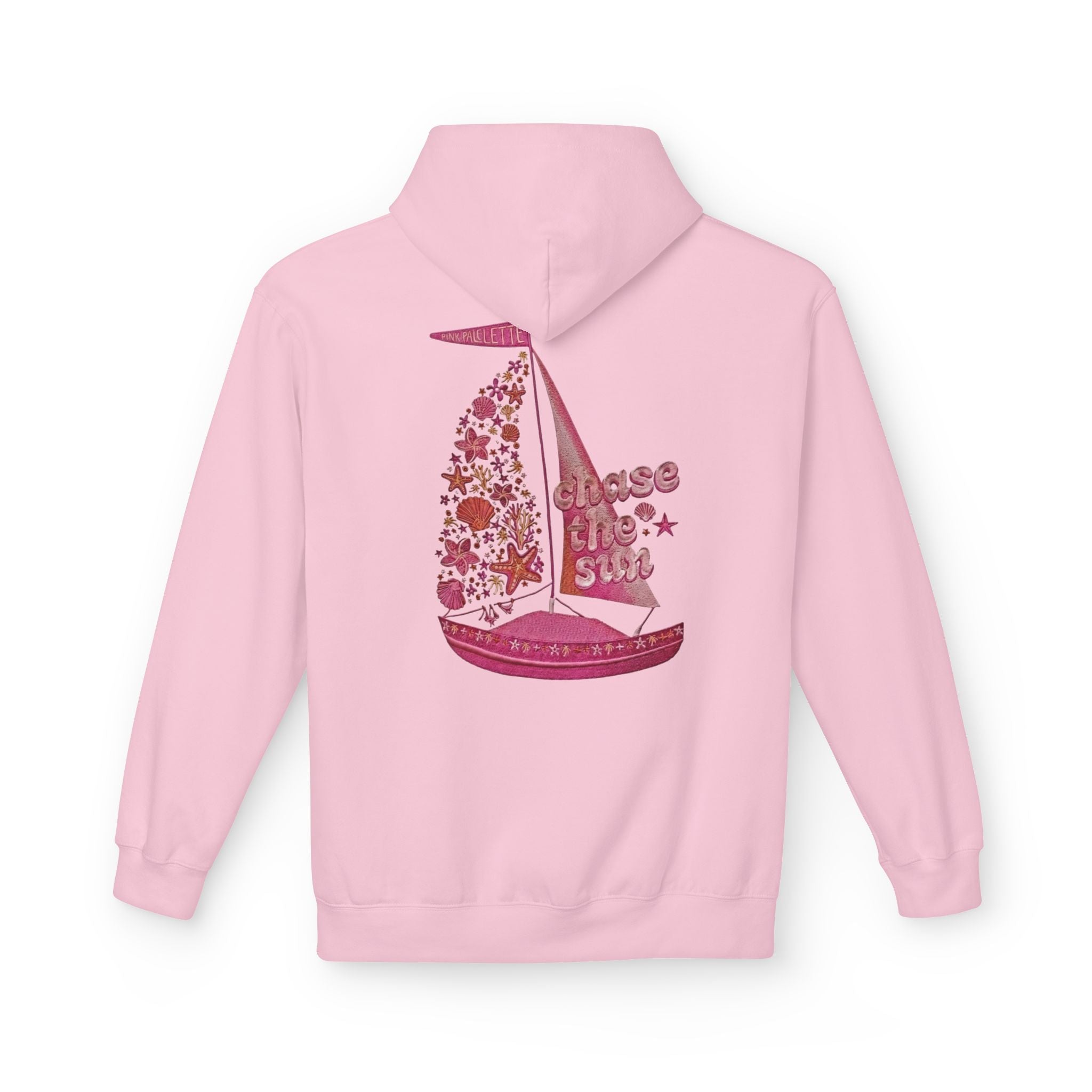 Pinky Palmtree Puff  Floral Graphic Hoodie — Vintage Botanical Note Print - Creations by Chris and Carlos