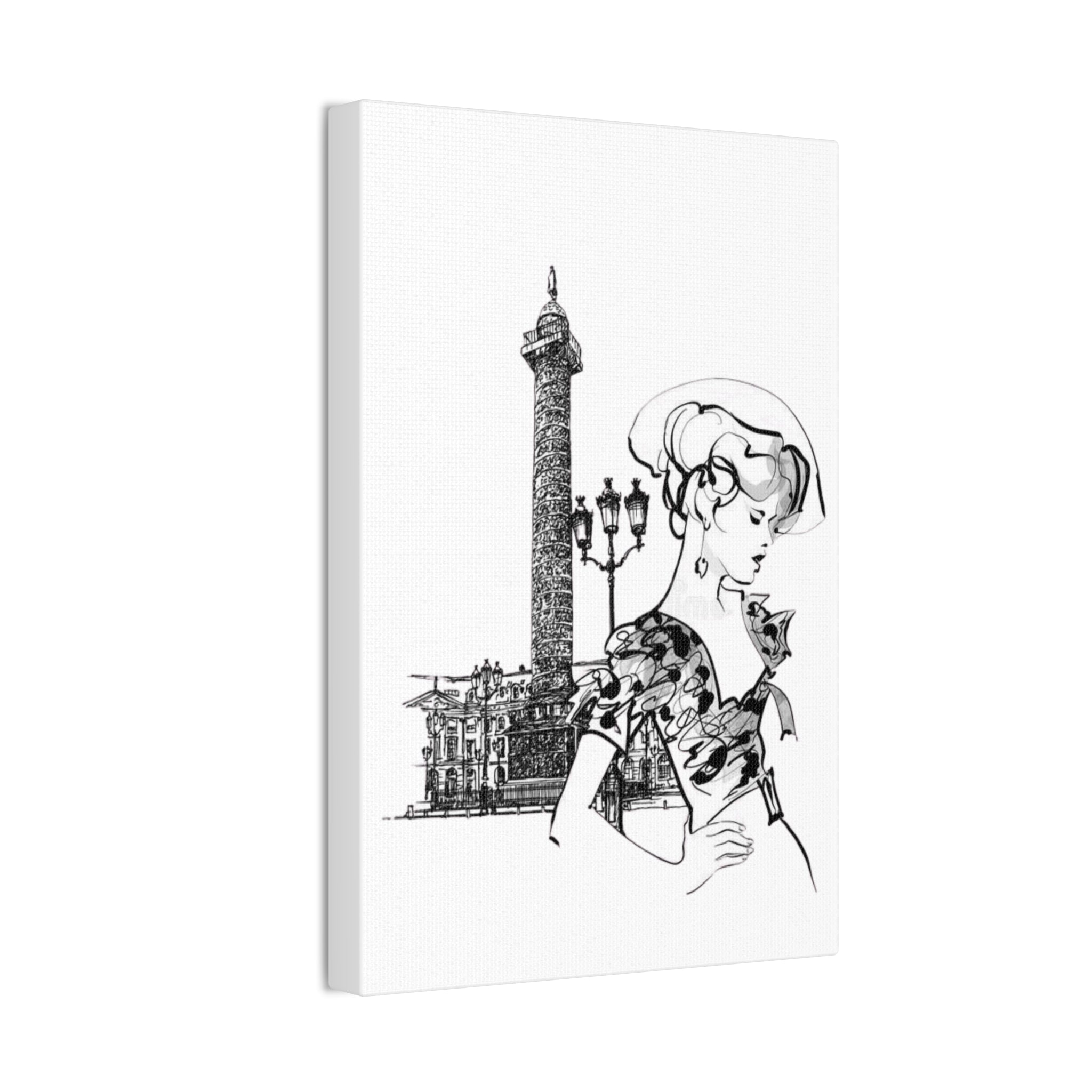 Parisian Fashion Sketch Canvas Stretched Art Print - Creations by Chris and Carlos