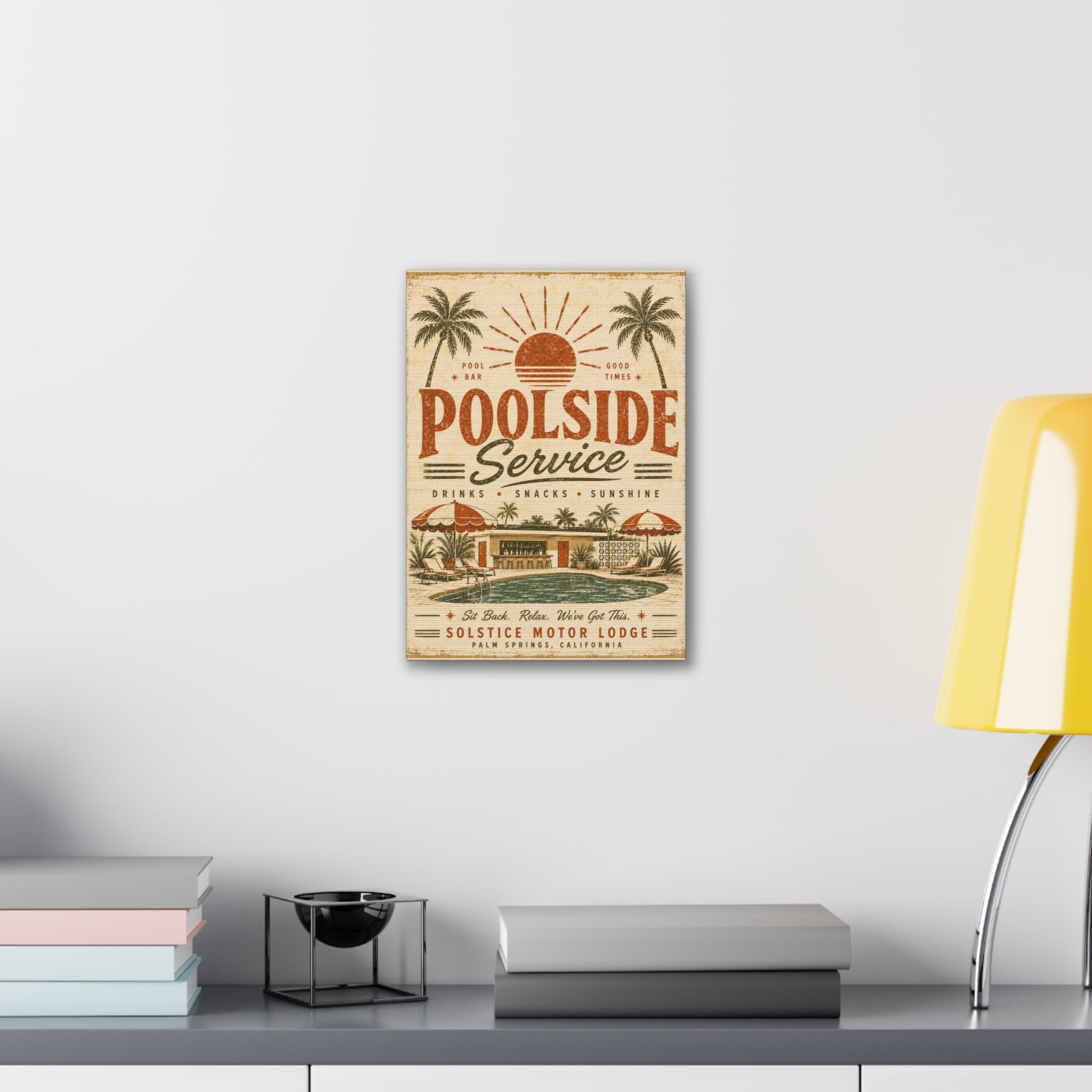 Poolside Service Vintage Canvas Wall Art - Retro Palm Springs Pool Poster - Creations by Chris and Carlos