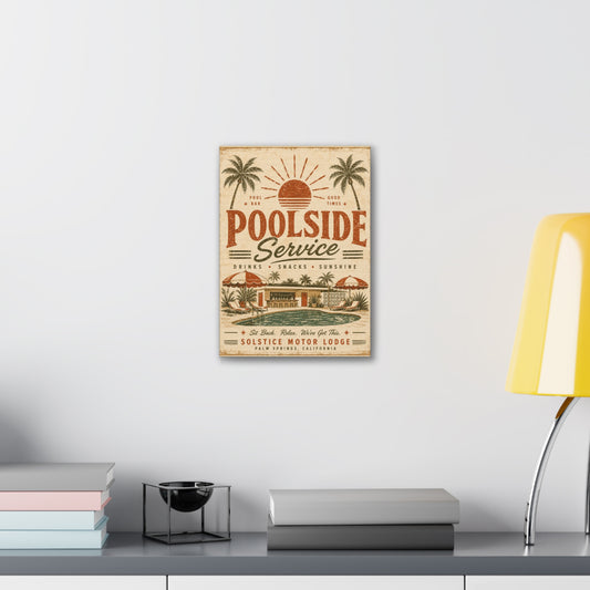 Poolside Service Vintage Canvas Wall Art - Retro Palm Springs Pool Poster - Creations by Chris and Carlos