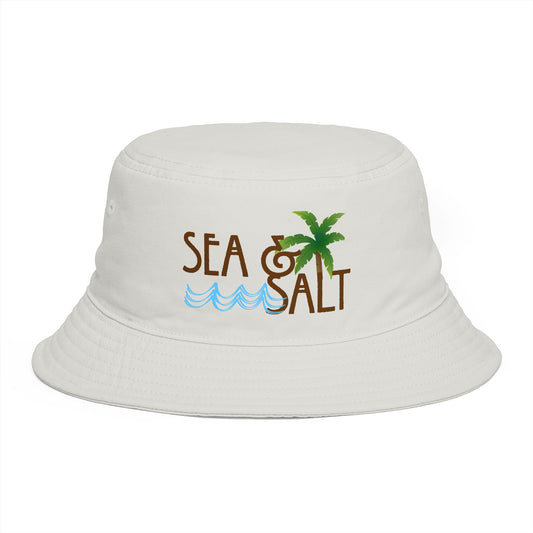 Sea & Salt Embroidered Bucket Hat — Palm Tree Beach Sun Hat - Creations by Chris and Carlos