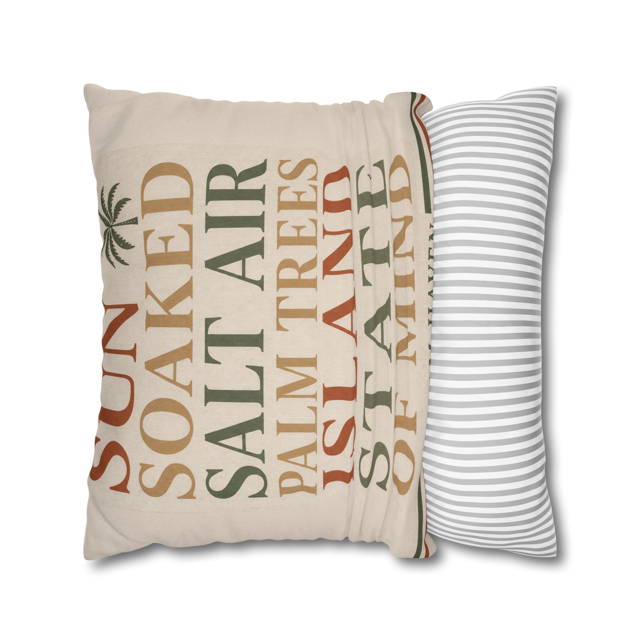Island State of Mind Throw Pillowcase — Sun Soaked Salt Air Palm Trees Decorative Cover - Creations by Chris and Carlos