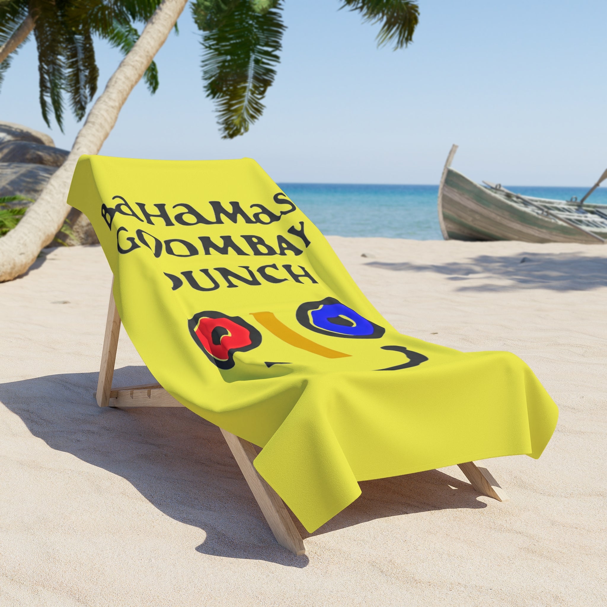 Bahamas Goombay Punch Beach Towel – Tropical Cocktail Yellow Resort Towel - Creations by Chris and Carlos