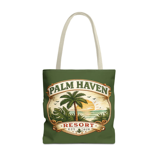 Palm Haven Resort Tote Bag — Vintage Palm Beach Sunset Canvas Tote - Creations by Chris and Carlos