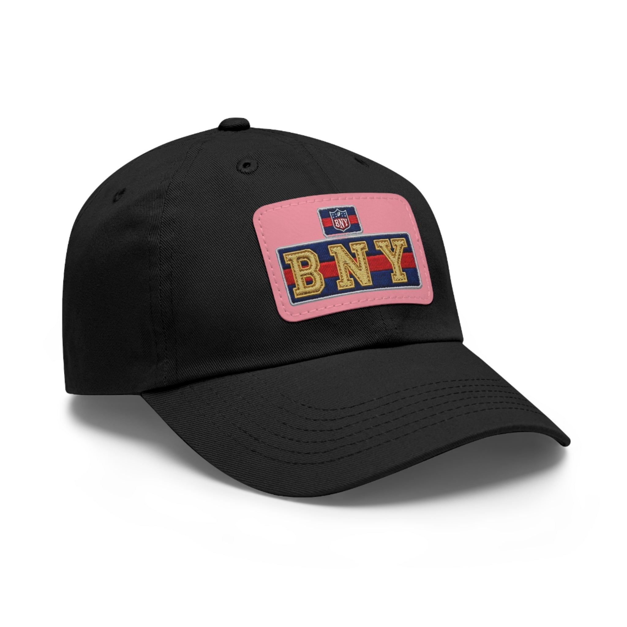 BNY Leather Patch Dad Hat – Vintage Varsity Baseball Cap - Creations by Chris and Carlos