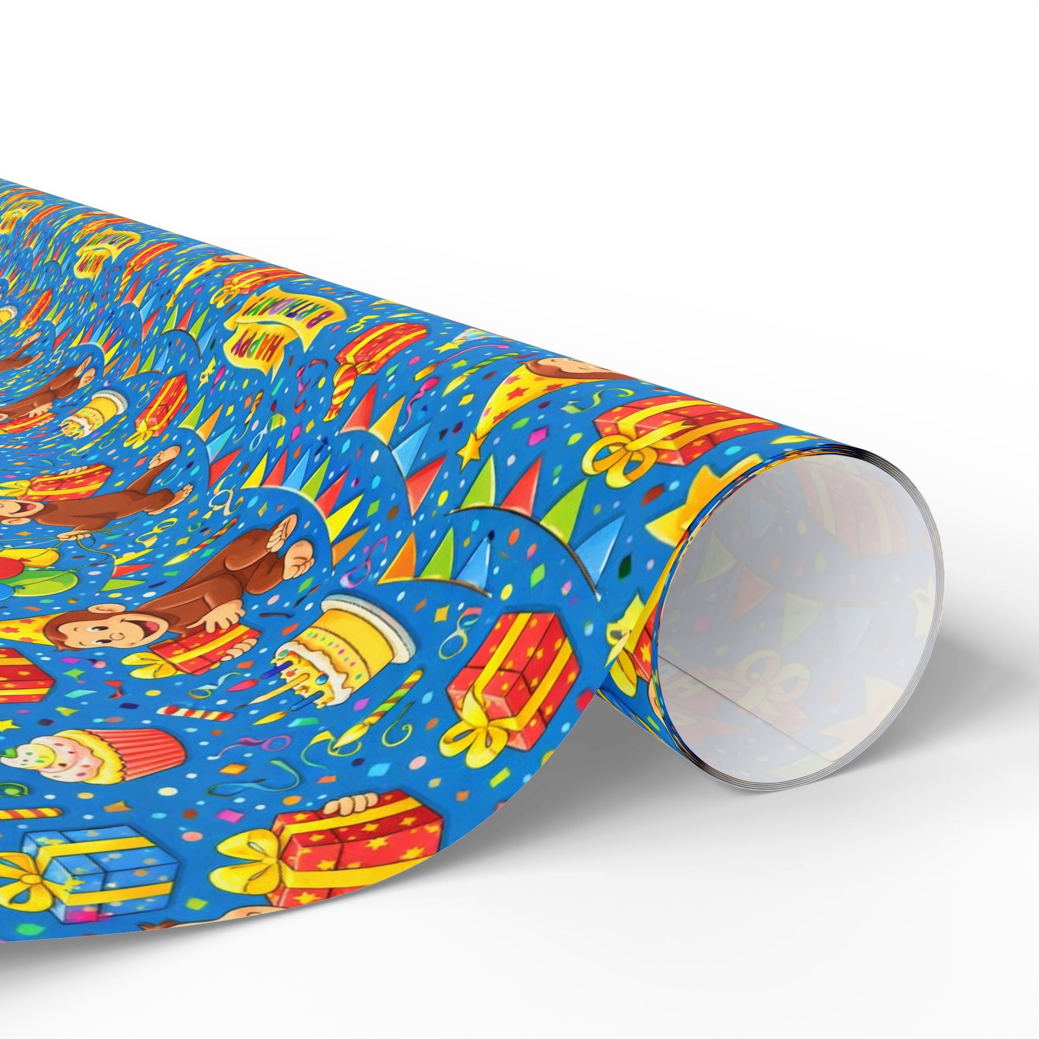 Wrapping Paper Roll — Colorful Birthday Presents & Party Curious George Animals Gift Wrap - Creations by Chris and Carlos