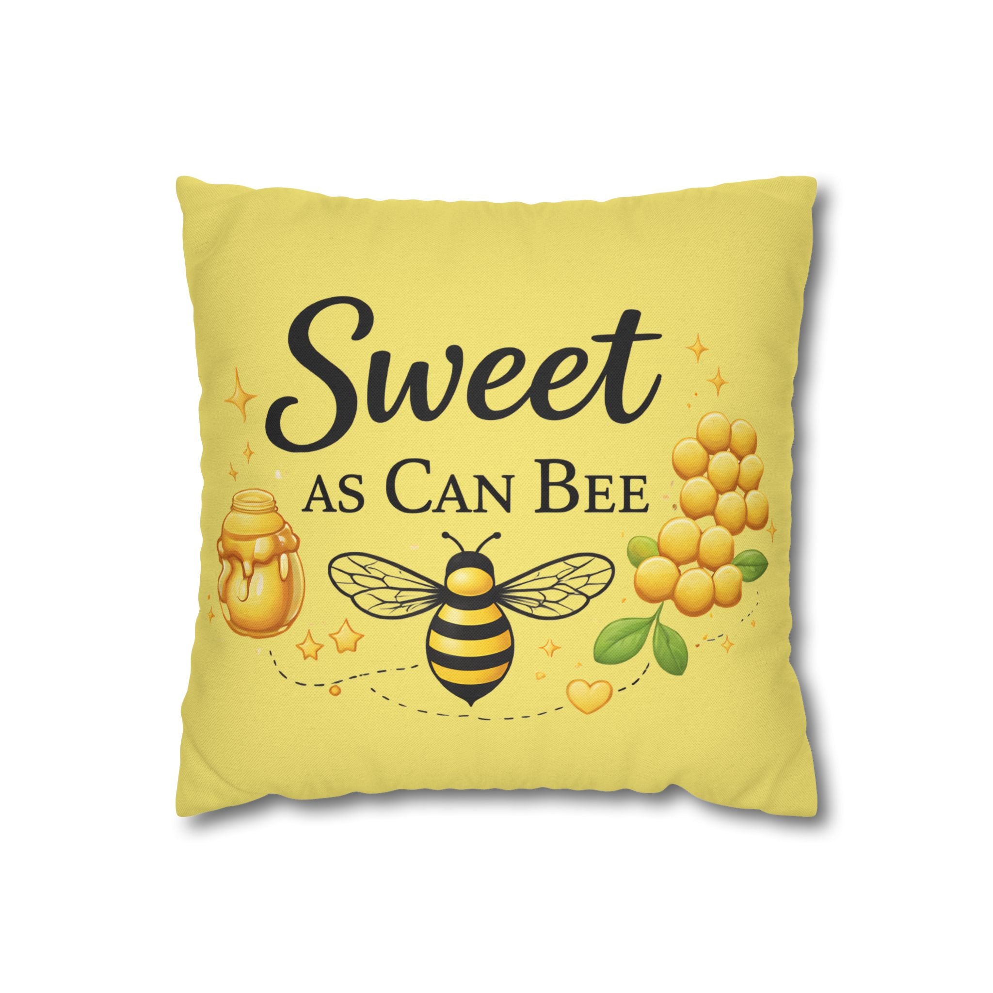 Honey Bee Decorative Pillowcase – Yellow Floral Bee Accent Cushion Cover - Creations by Chris and Carlos