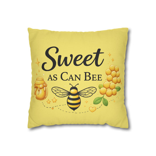 Honey Bee Decorative Pillowcase – Yellow Floral Bee Accent Cushion Cover - Creations by Chris and Carlos