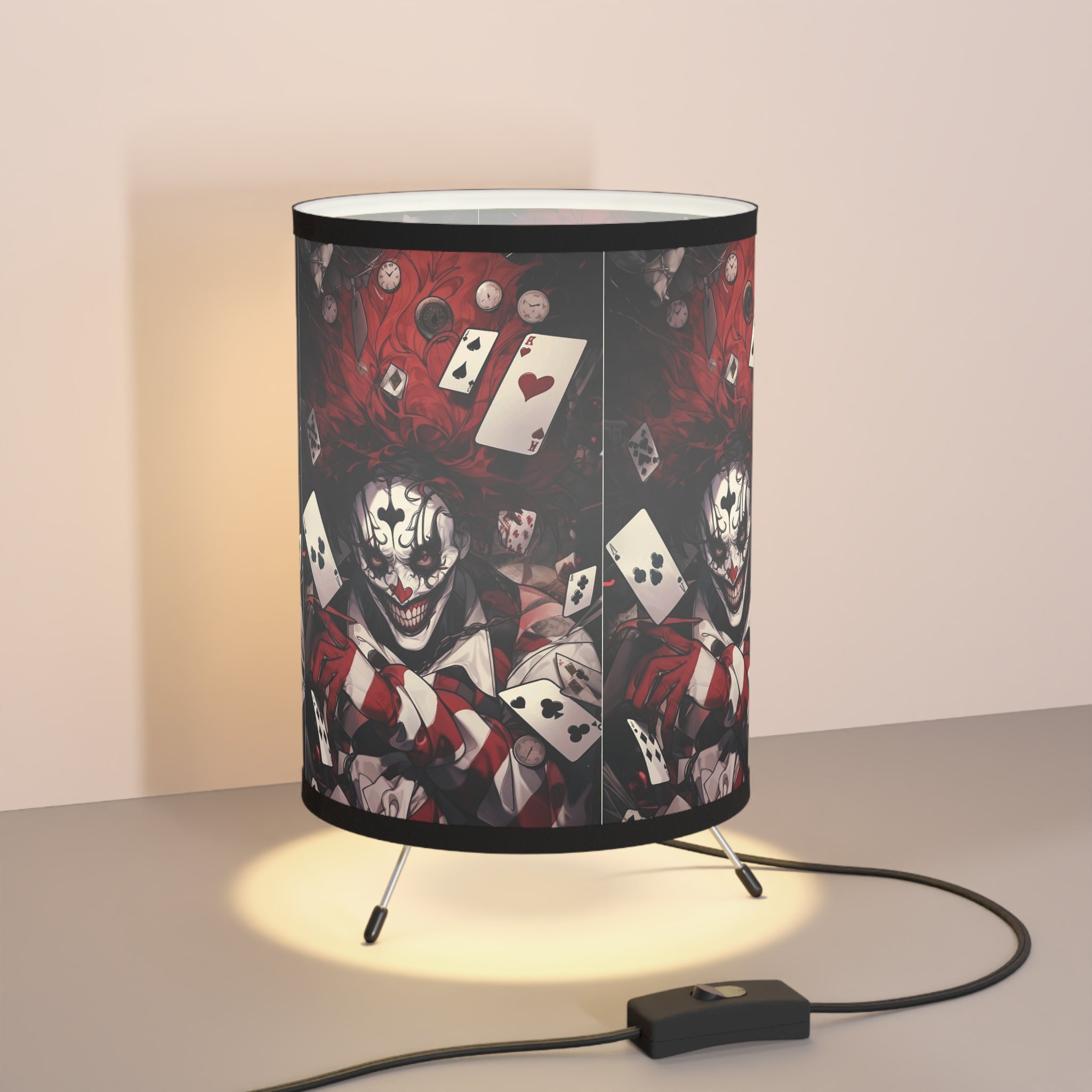 Joker- Tripod Lamp with High-Res Printed Shade, US\CA plug - Creations by Chris and Carlos