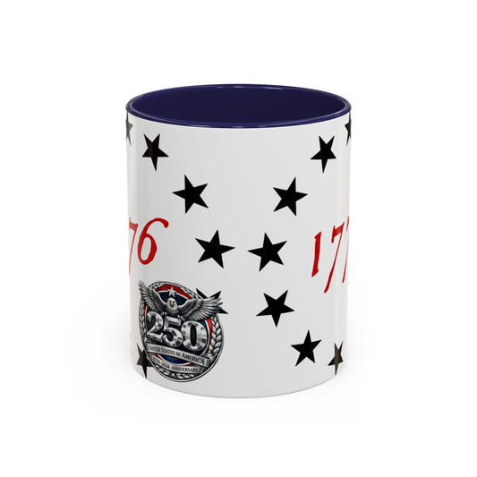 1776 Stars Accent Coffee Mug — Patriotic 250th Anniversary Ceramic Cup - Creations by Chris and Carlos