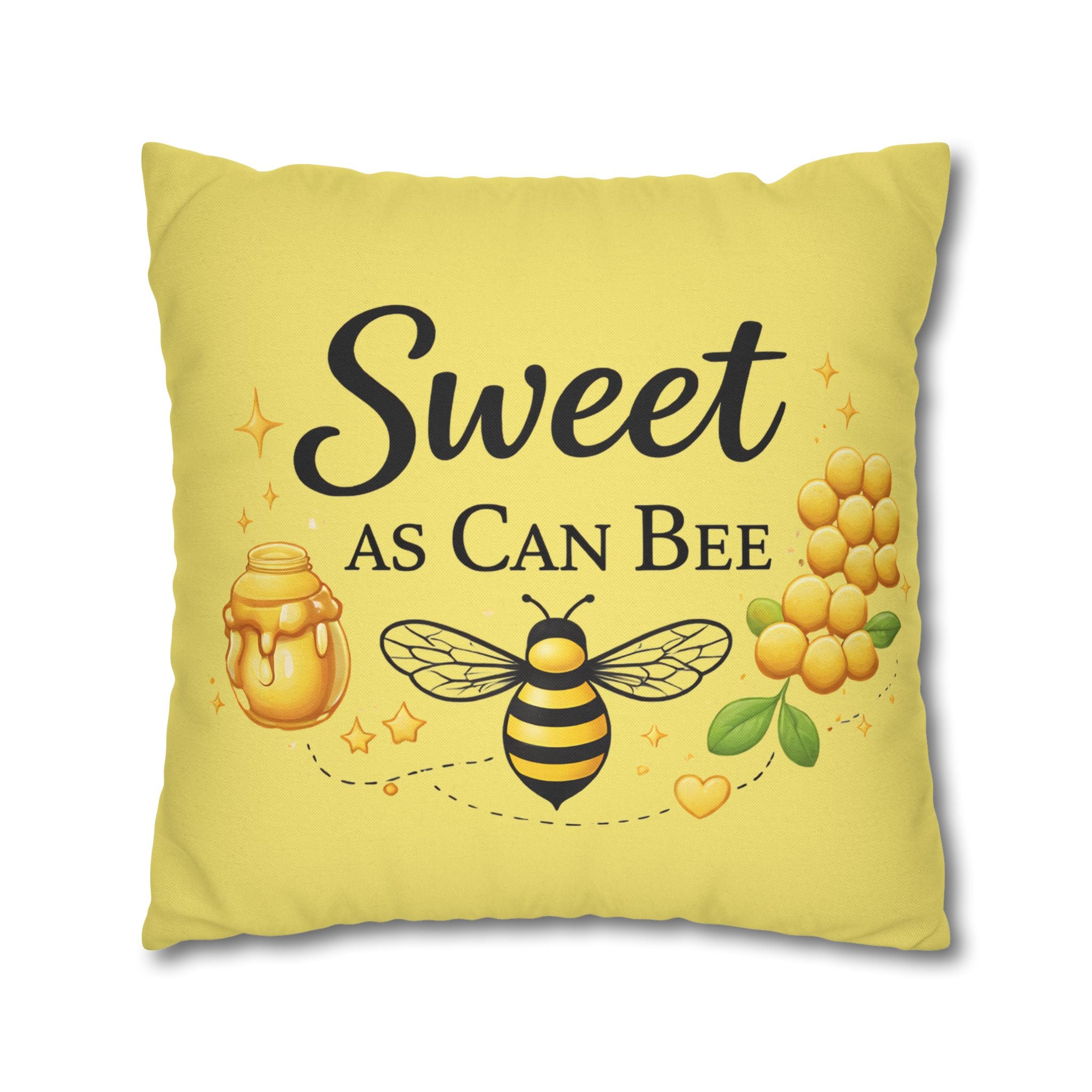 Honey Bee Decorative Pillowcase – Yellow Floral Bee Accent Cushion Cover - Creations by Chris and Carlos