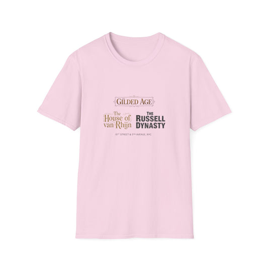 Gilded Age TV Series Logo T-Shirt — "The House of van Rhijn / The Russell Dynasty" Retro Cast Design - Creations by Chris and Carlos