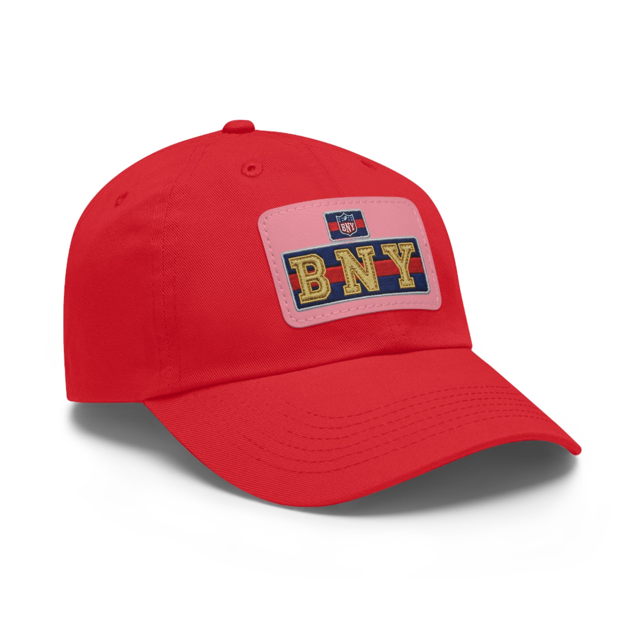 BNY Leather Patch Dad Hat – Vintage Varsity Baseball Cap - Creations by Chris and Carlos