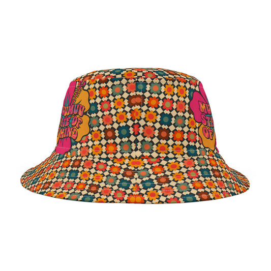 Stateroom 401 Roper's Romp Collection- Muumuu State of Mind Floral Bucket Hat – Retro 70s Vibe Sun Hat - Creations by Chris and Carlos