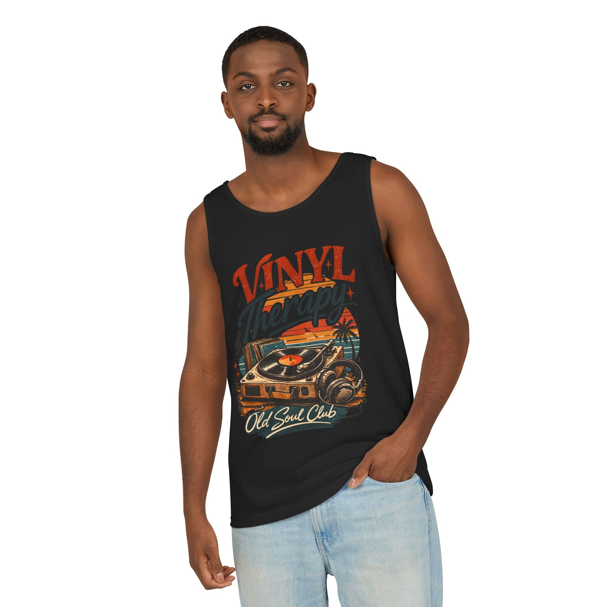 Vinyl Therapy Tank Top — Retro Record Player Music Shirt - Creations by Chris and Carlos