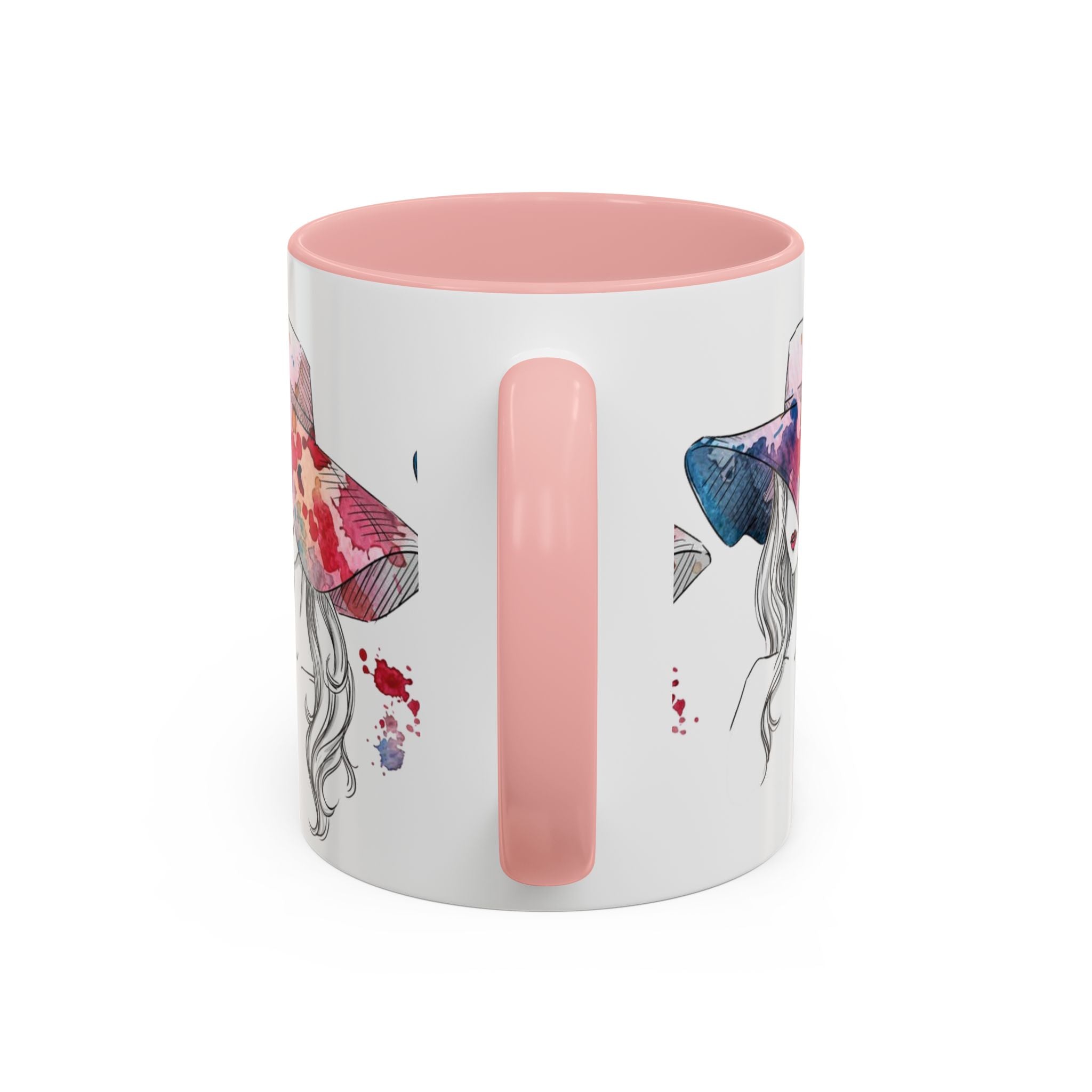 Watercolor Sun Hat Coffee Mug - Chic Fashion Illustration Accent Mug (11/15oz) - Creations by Chris and Carlos