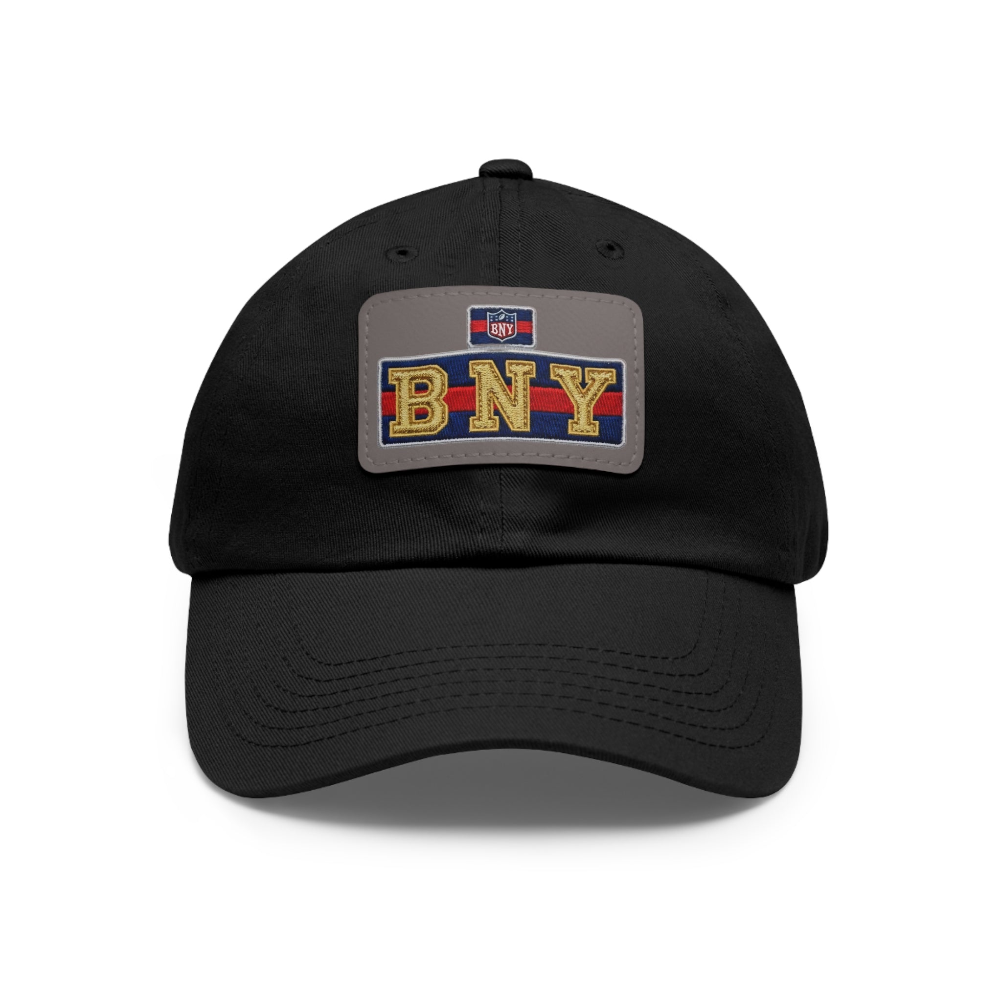 BNY Leather Patch Dad Hat – Vintage Varsity Baseball Cap - Creations by Chris and Carlos