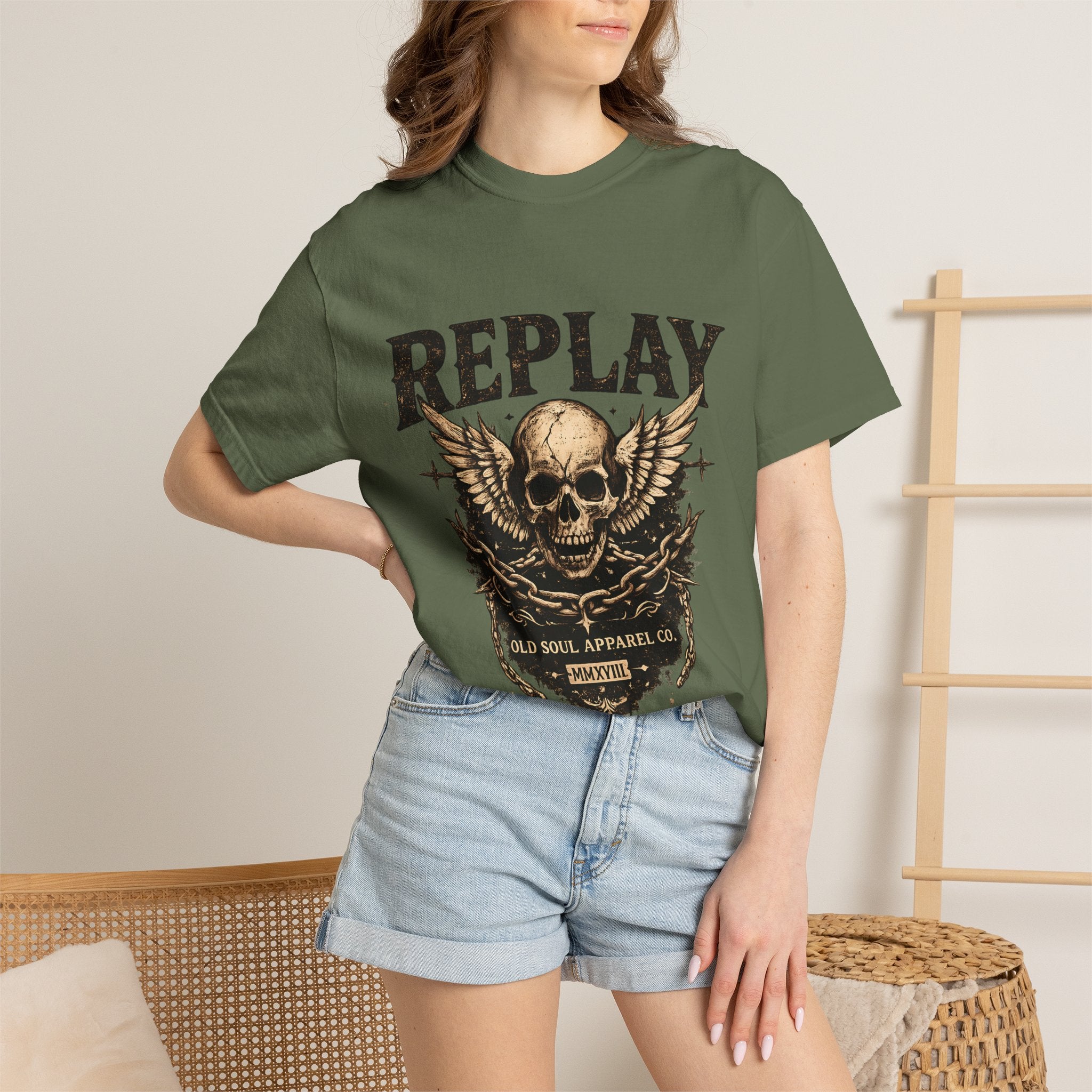 Replay Skull T-Shirt — Vintage Rock Graphic Tee - Creations by Chris and Carlos