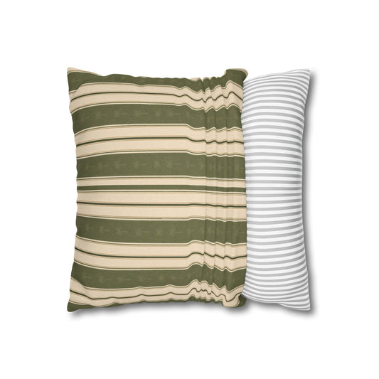 Green Striped Decorative Pillowcase - Vintage Farmhouse Throw Pillow Cover - Creations by Chris and Carlos