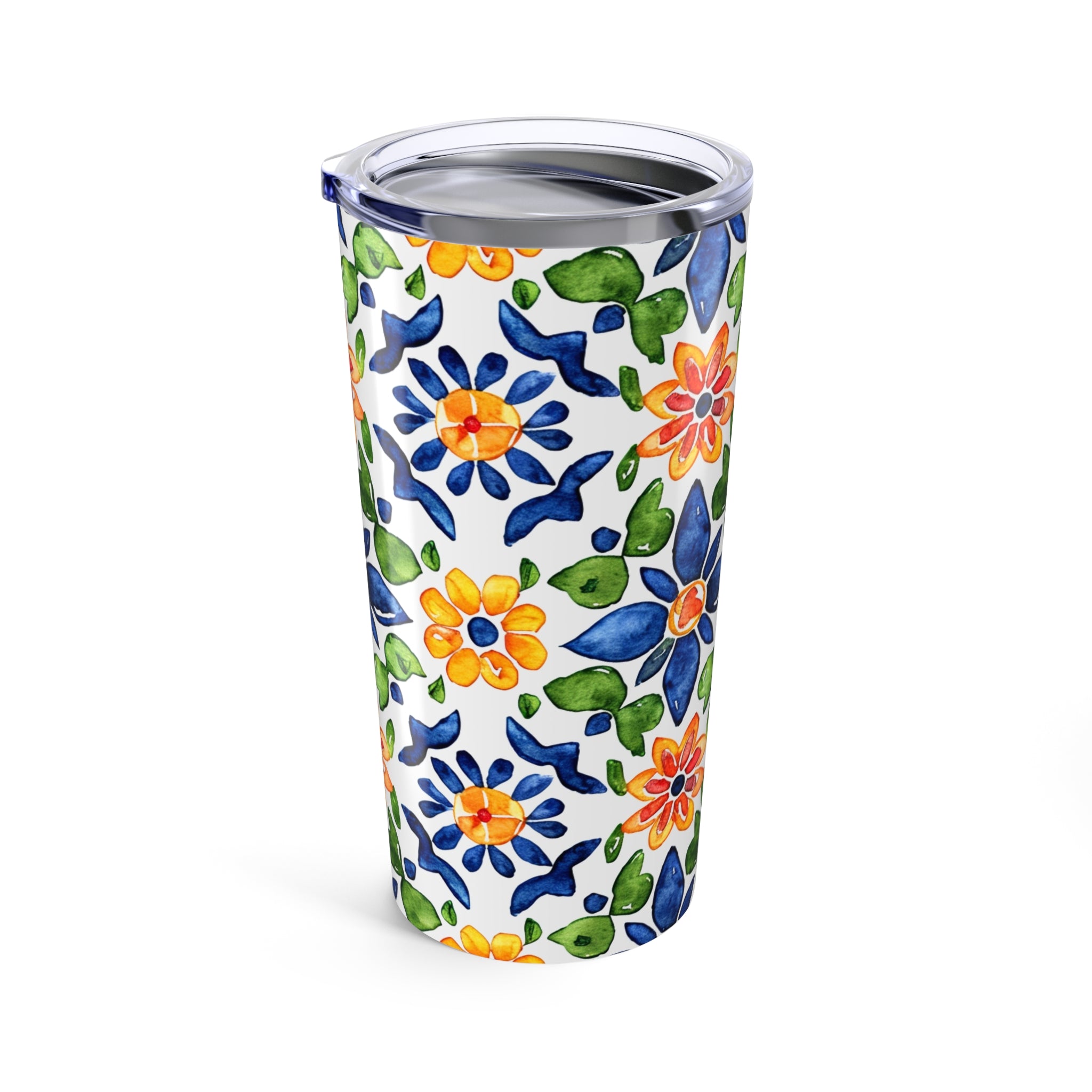 Sol y Alegría (Sun and Joy) Collection- Cactus Succulent Pattern Microfiber Blanket Soft Velveteen Throw for Home & Garden Lovers20oz Floral Watercolor Tumbler – Blue & Orange Garden Travel Cup - Creations by Chris and Carlos