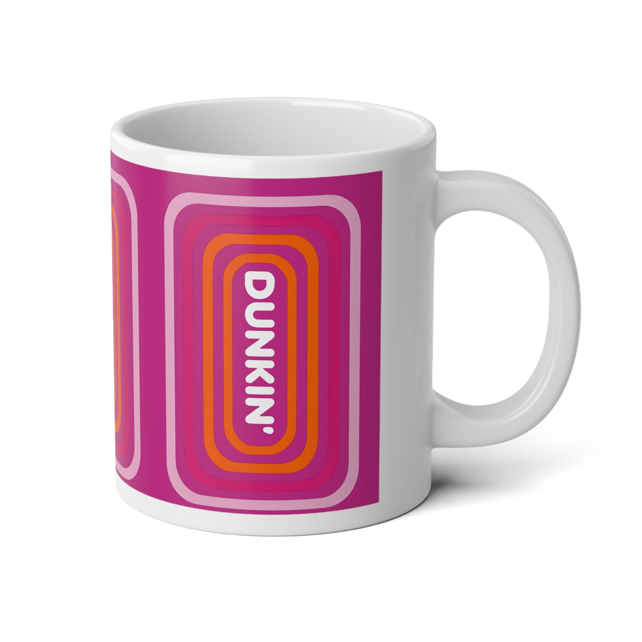 Dunkin-Inspired Retro Logo 20oz Jumbo Mug — Pink Vintage Coffee Cup - Creations by Chris and Carlos
