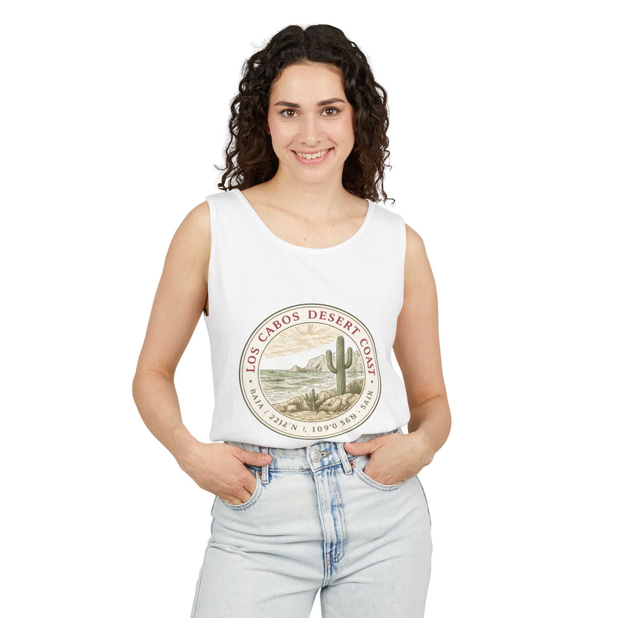 Los Cabos Desert Coast Tank Top — Vintage Cactus Beach Graphic - Creations by Chris and Carlos