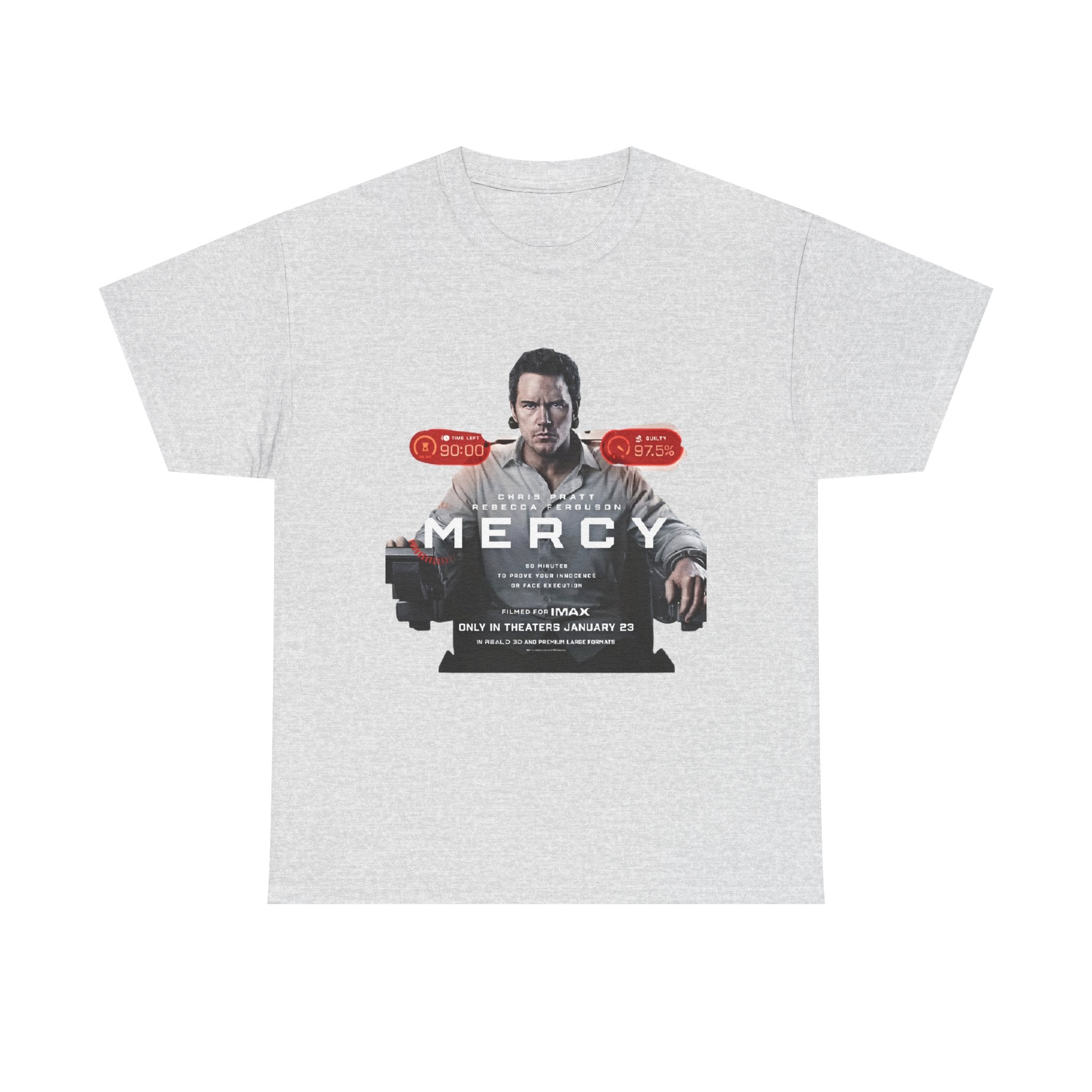Mercy Movie Poster T‑Shirt — Thriller Film Graphic Tee - Creations by Chris and Carlos