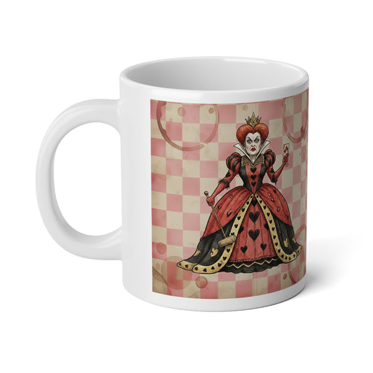 Queen of Hearts Checkerboard 20oz Jumbo Mug — Vintage Alice-Inspired Tea Cup - Creations by Chris and Carlos