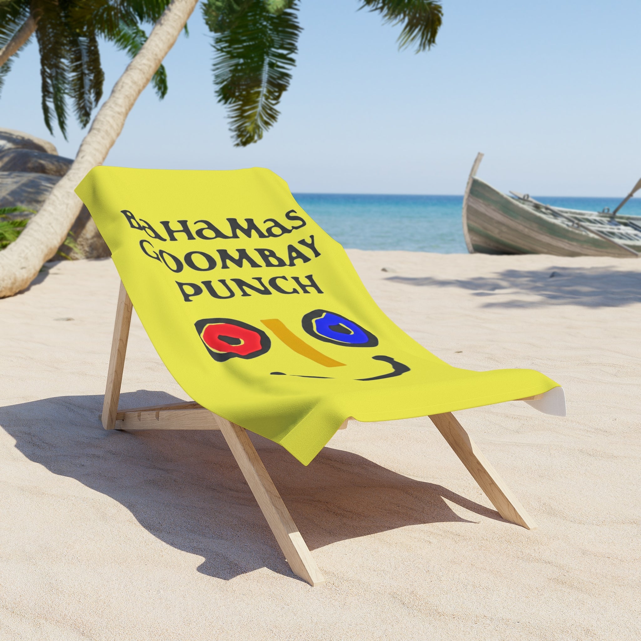 Bahamas Goombay Punch Beach Towel – Tropical Cocktail Yellow Resort Towel - Creations by Chris and Carlos