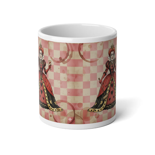 Queen of Hearts Checkerboard 20oz Jumbo Mug — Vintage Alice-Inspired Tea Cup - Creations by Chris and Carlos