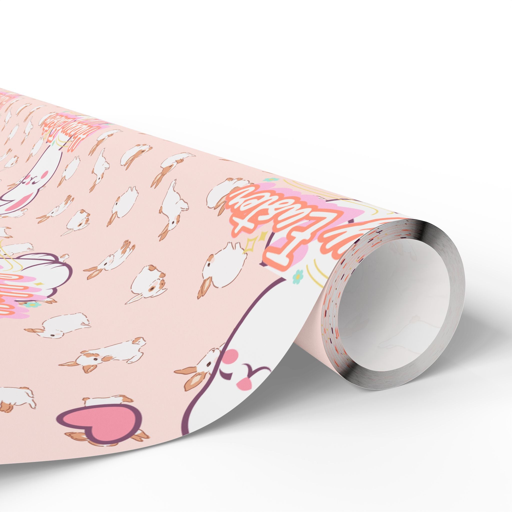 Easter Cute Bunny Pattern Wrapping Paper - Pastel Pink Love & Hearts Gift Wrap - Creations by Chris and Carlos