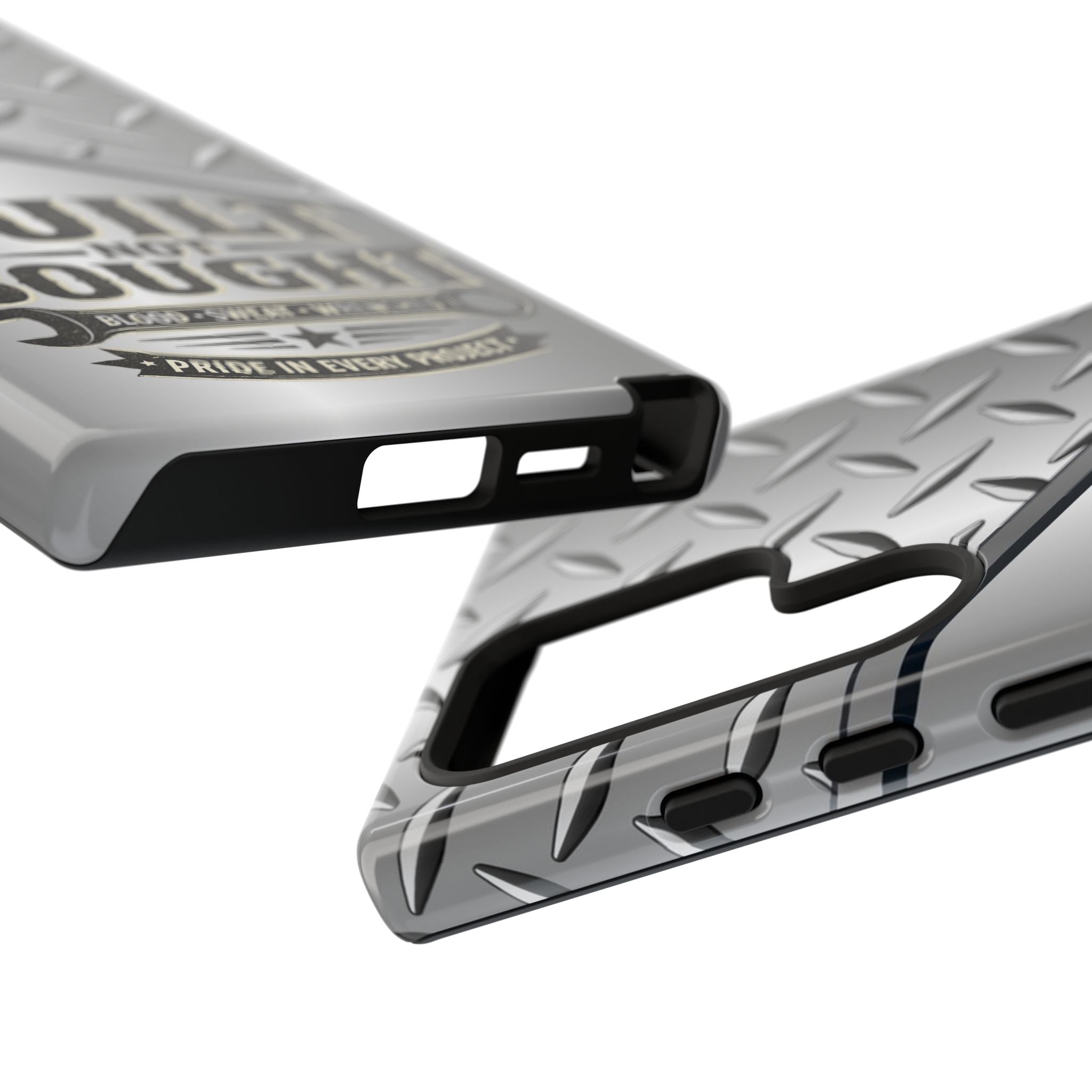 Built Not Bought Metal Diamond-Plate Phone Case — Rugged Tool Lover Gift - Creations by Chris and Carlos