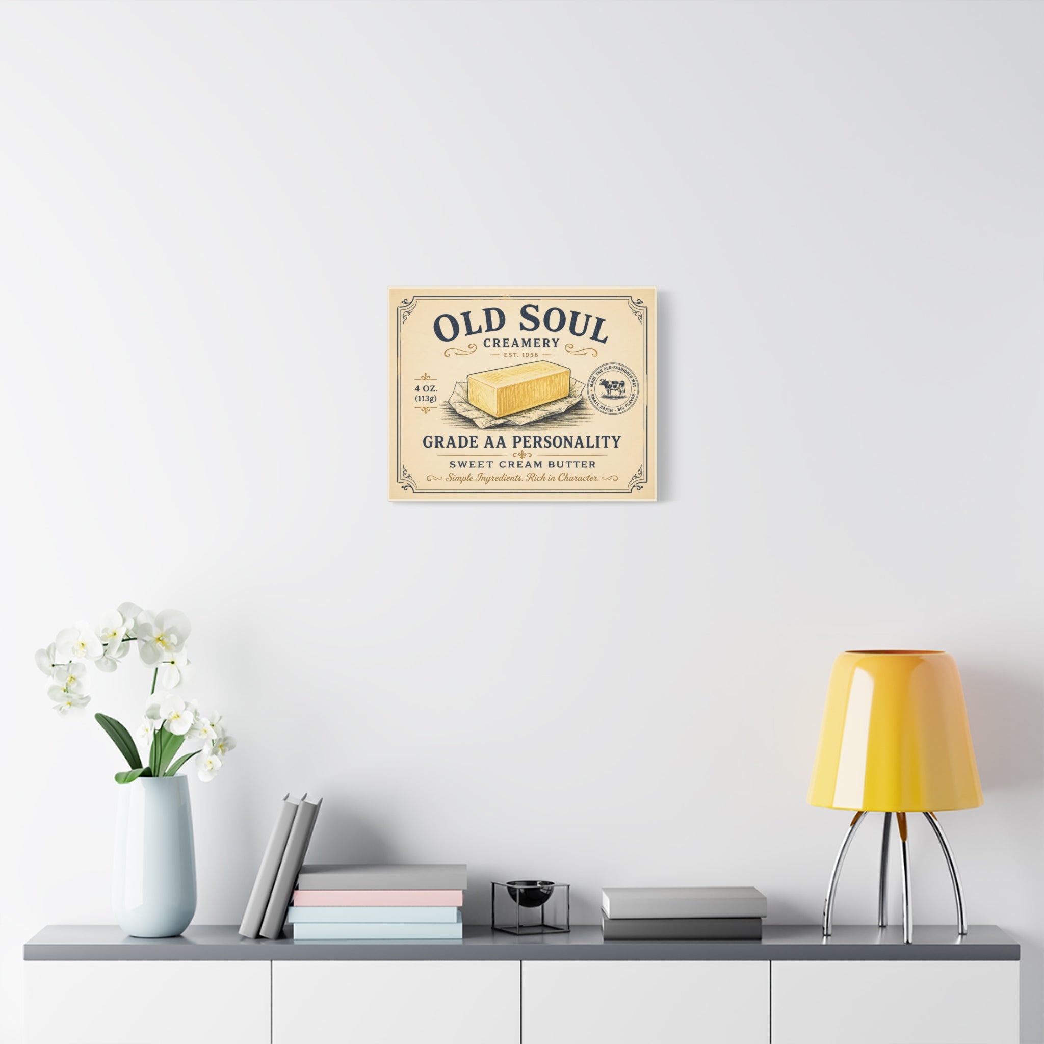 Old Soul Creamery Butter Vintage Canvas Print — 'Grade AA Personality' Kitchen Wall Art - Creations by Chris and Carlos