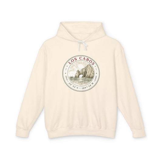 Los Cabos Vintage Crest Hoodie — Lightweight Travel Sweatshirt - Creations by Chris and Carlos