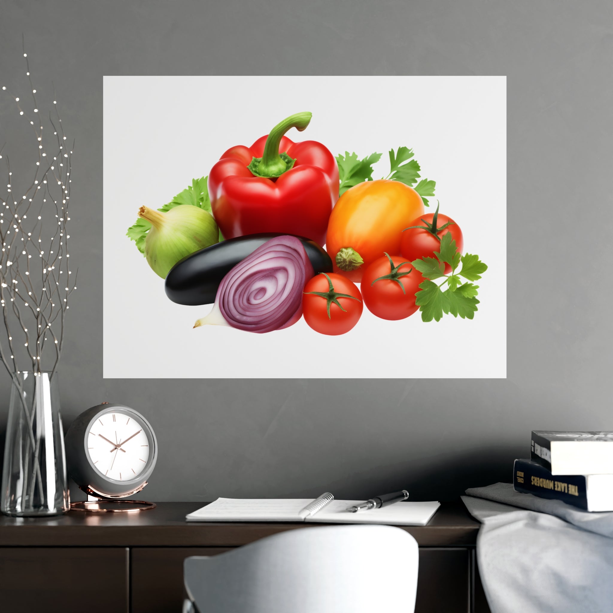 Fresh Veggie Kitchen Poster — Colorful Bell Pepper & Tomato Matte Print - Creations by Chris and Carlos