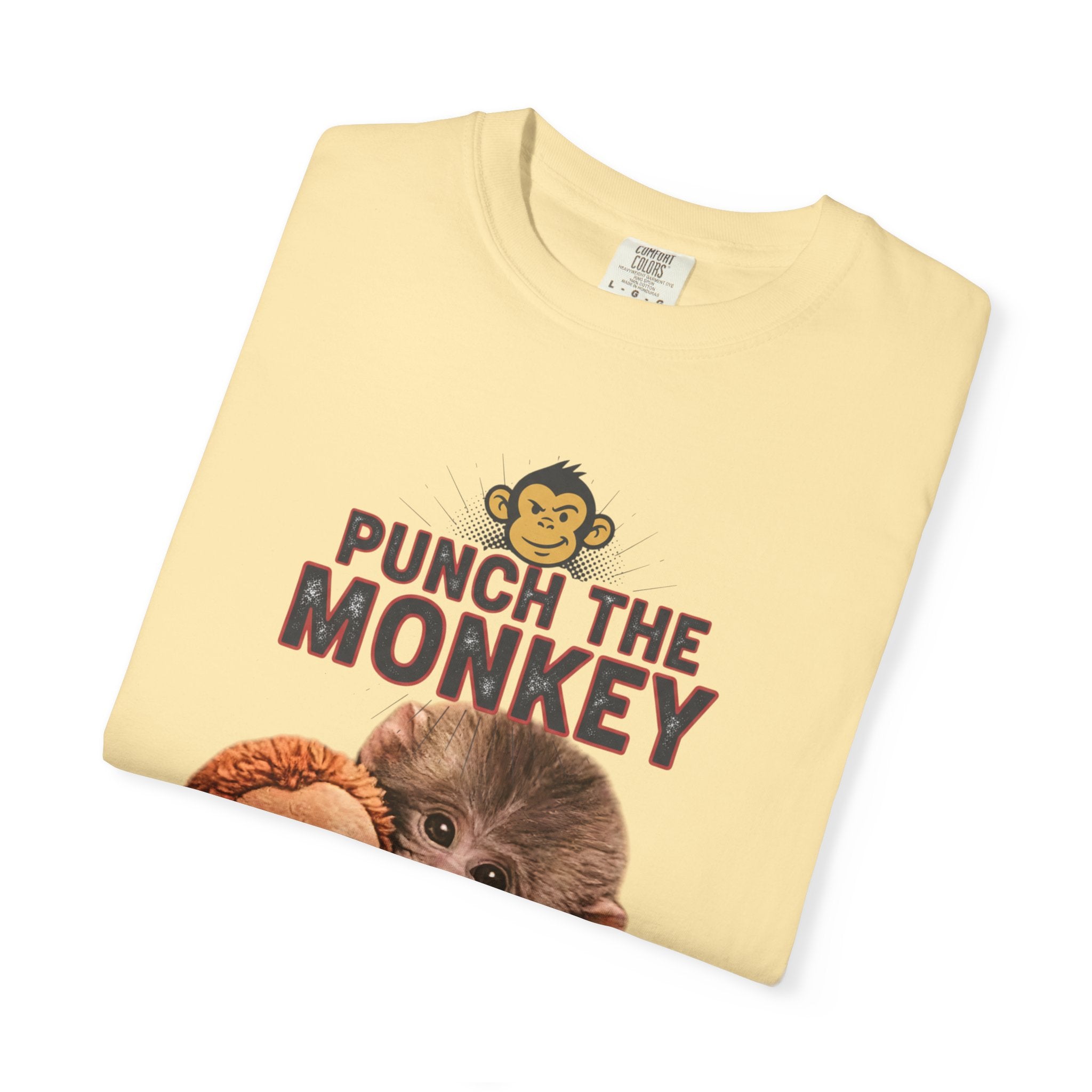 Punch the Monkey T-Shirt — Cute Baby Monkey with Plush Toy Graphic - Creations by Chris and Carlos