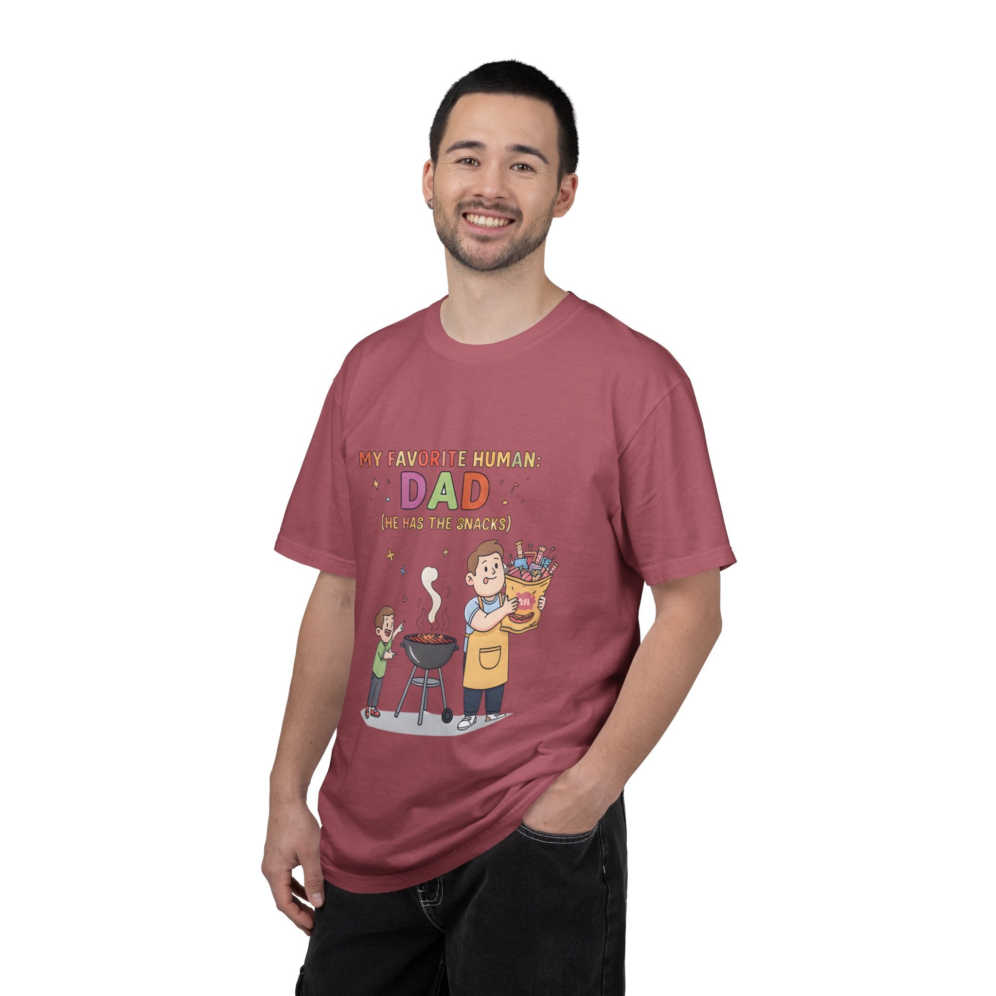 T-Shirt — "My Favorite Human Dad-He has the snacks" Funny Retro Graphic Tee - Creations by Chris and Carlos